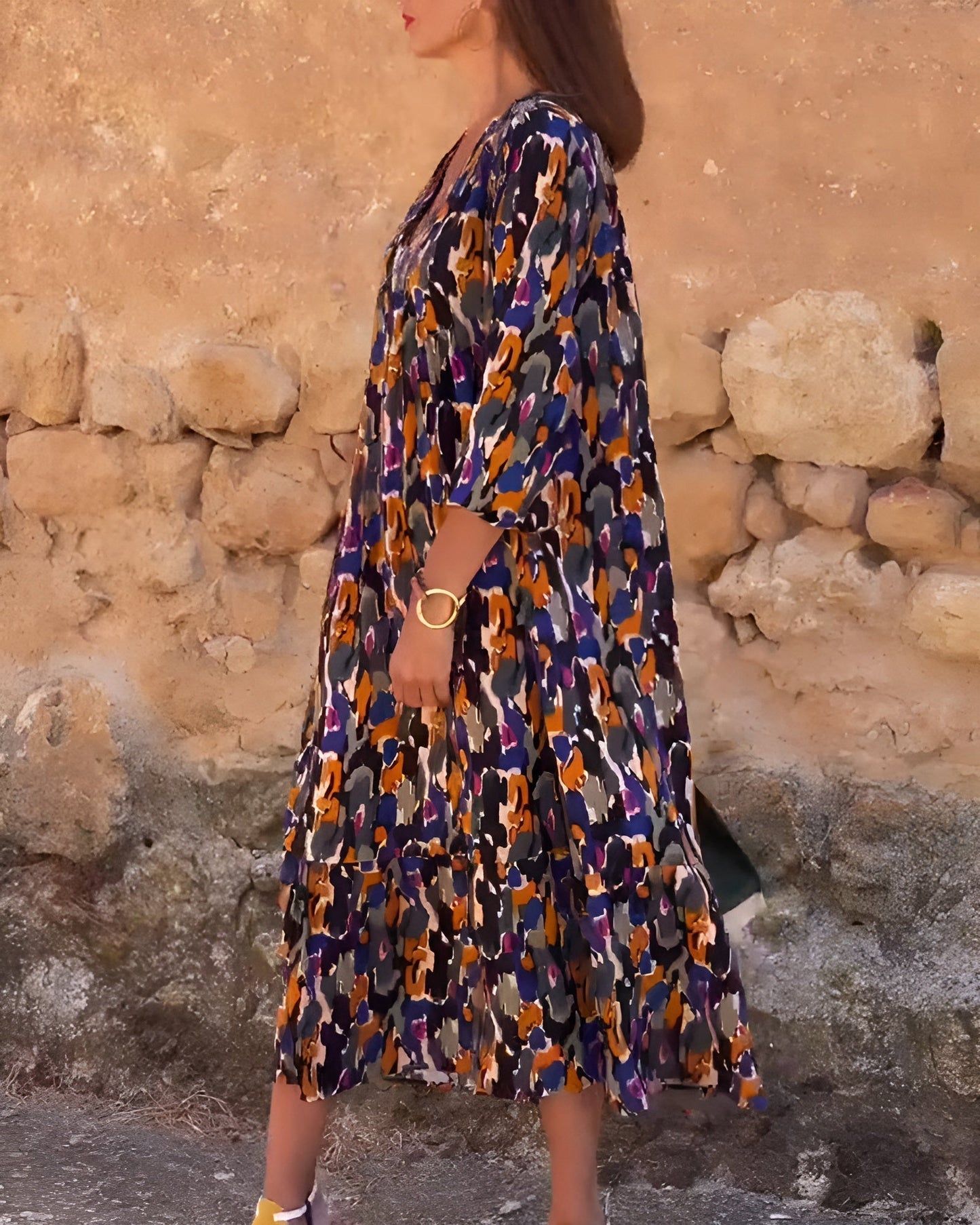 Nathalie™ | Robe Rétro Imprimée à Col en V