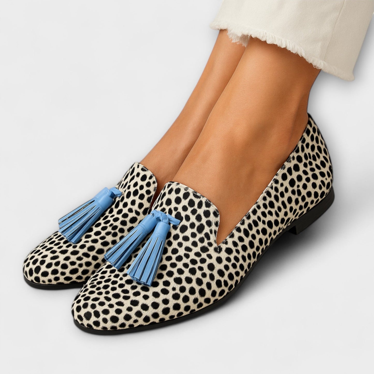 Noémie™ | Mocassins avec Franges et Motif à Pois