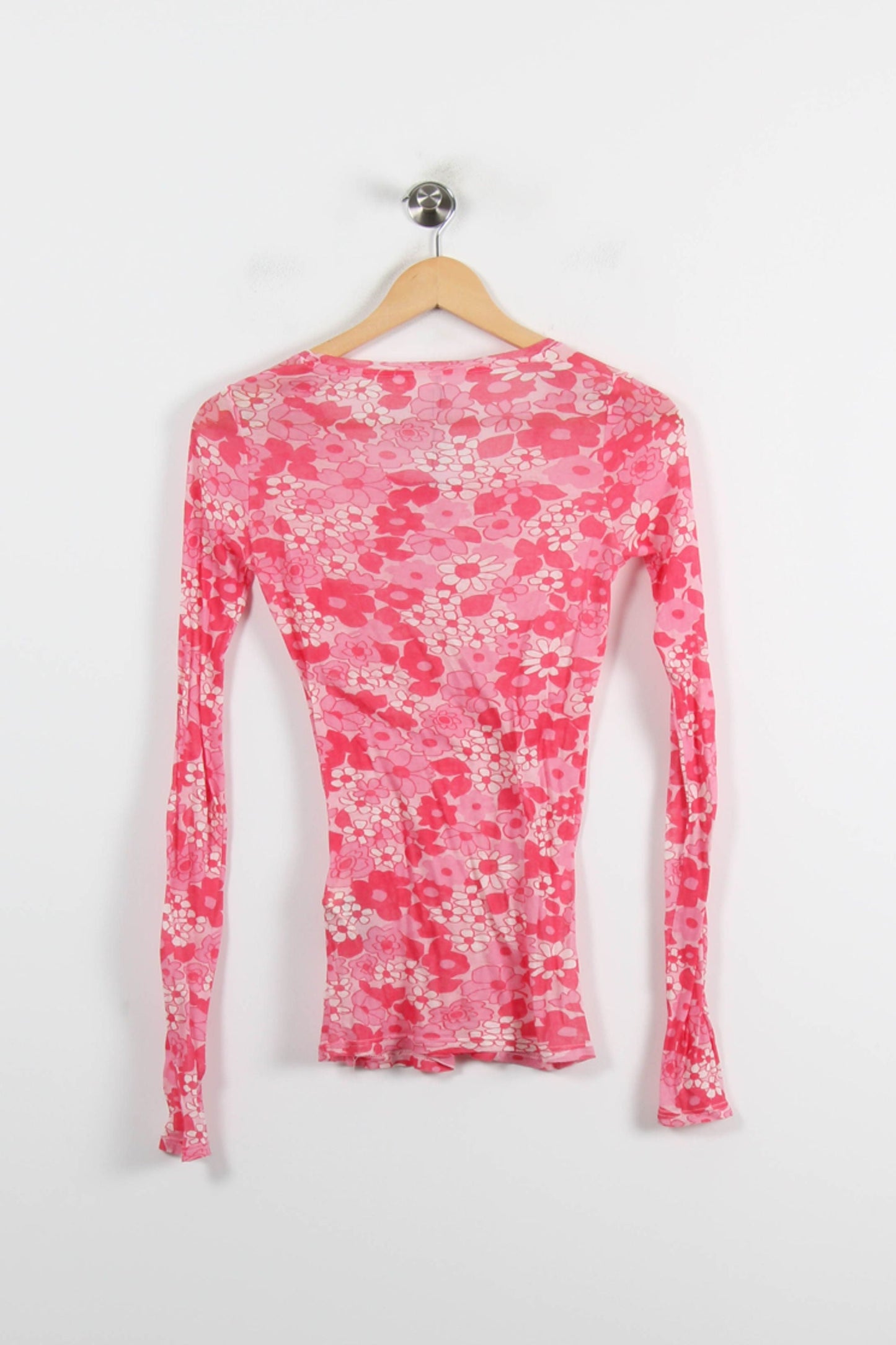 T-shirt Manches Longues Rose et Blanc - Taille S/36