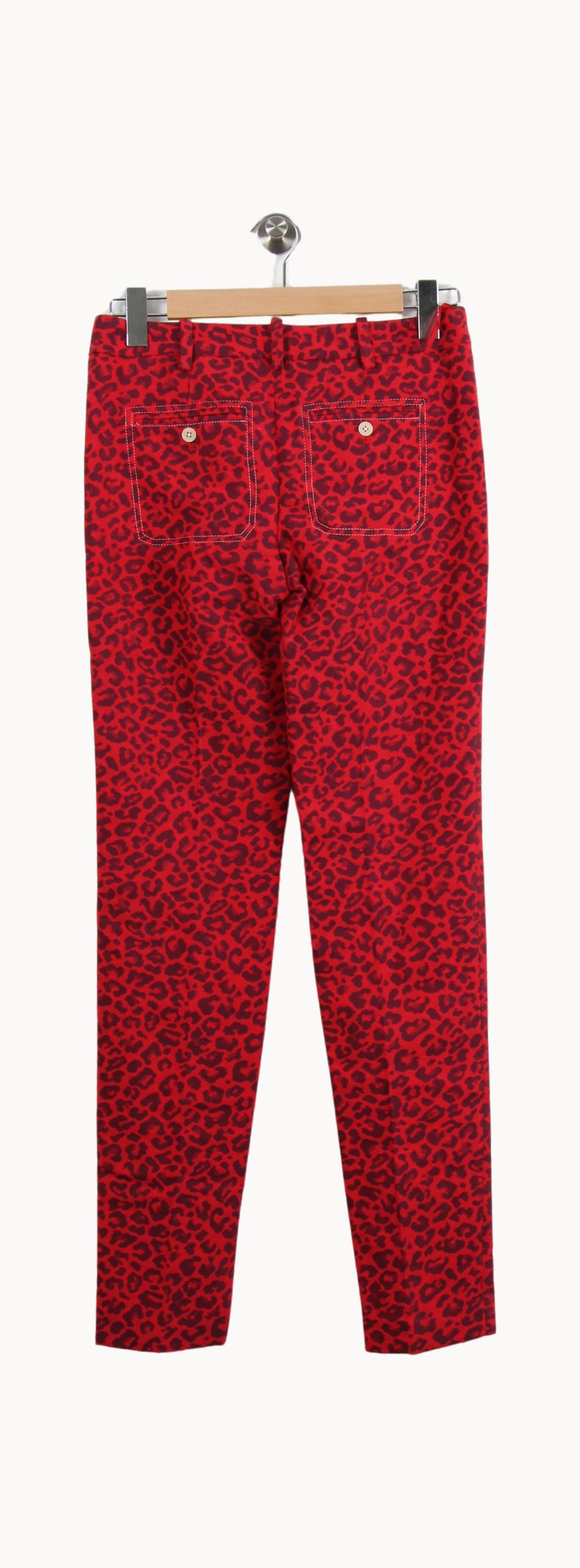 Pantalon Imprimé Léopard Rouge et Noir - Taille XS/34