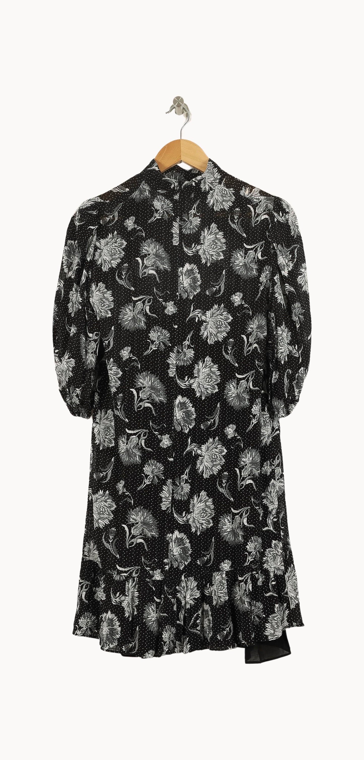 Robe Fleurie Noire et Blanche - Taille XS/34