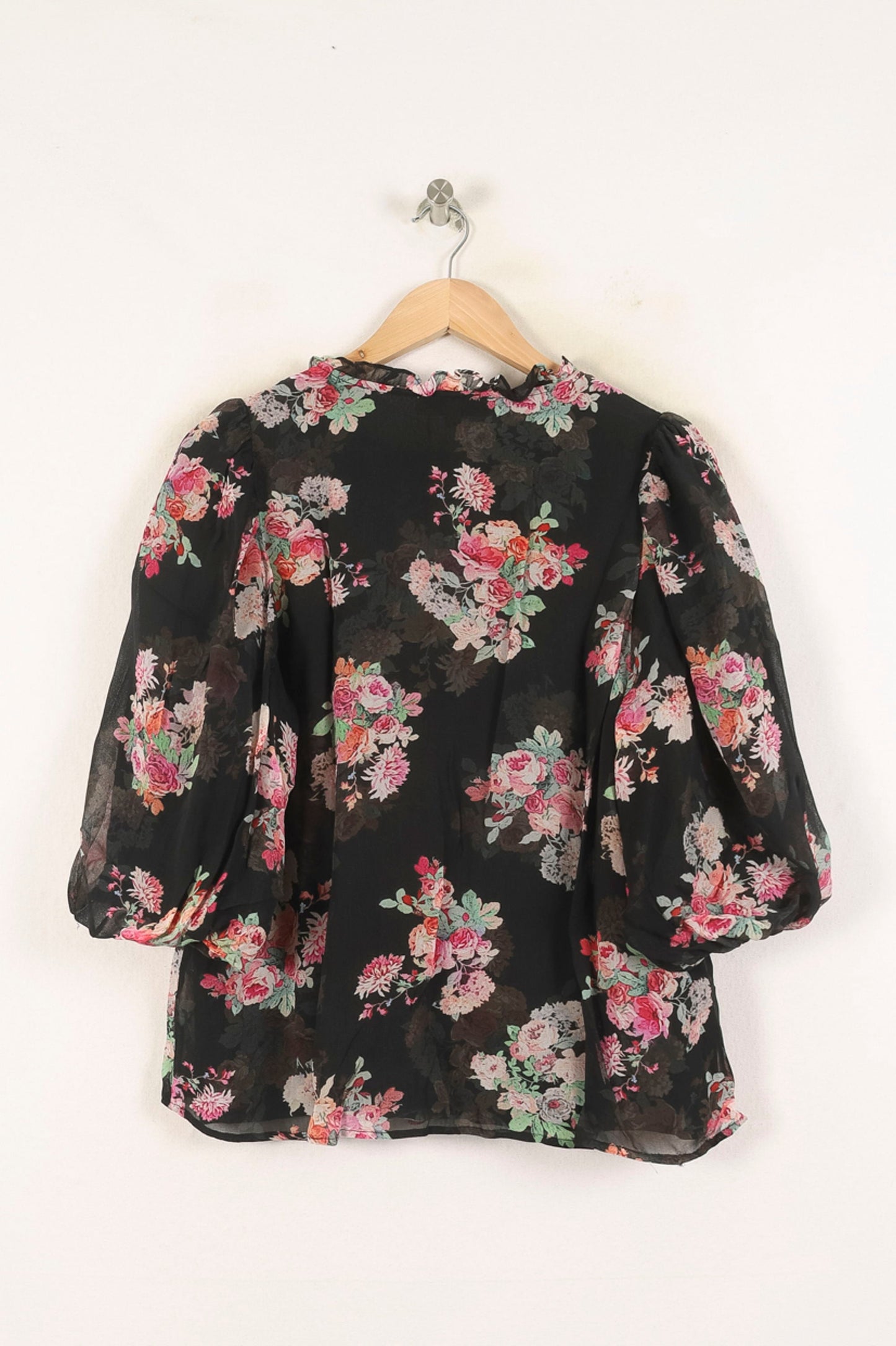 Blouse Fleurie Noire et Rose - Taille M/38