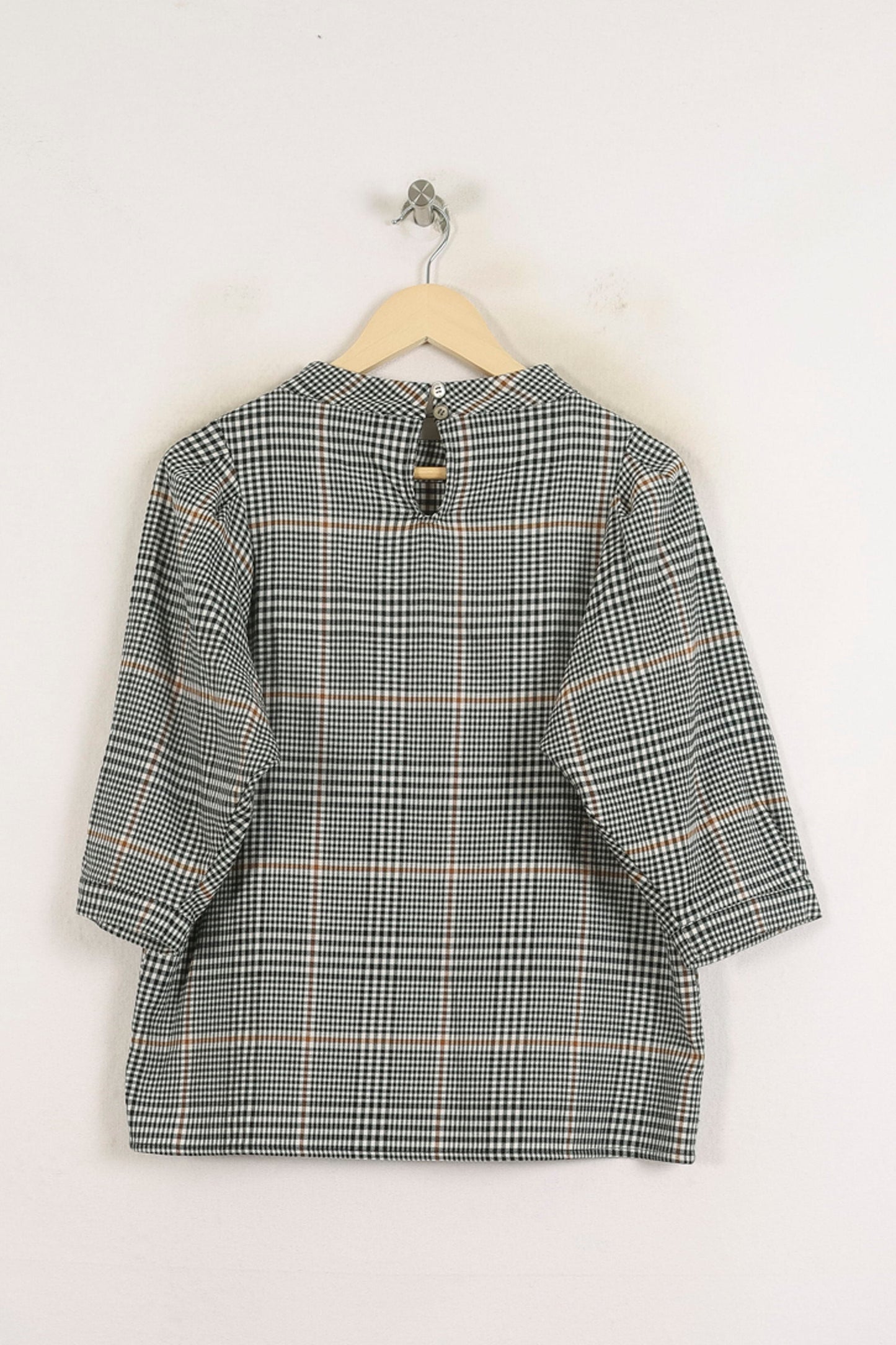 Blouse à Carreaux Noire Blanche et Beige - Taille L/40