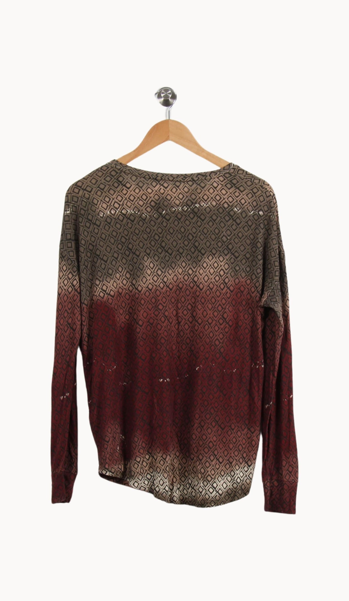 Tee-shirt Manches Longues Marron et Bordeaux - Taille S/36