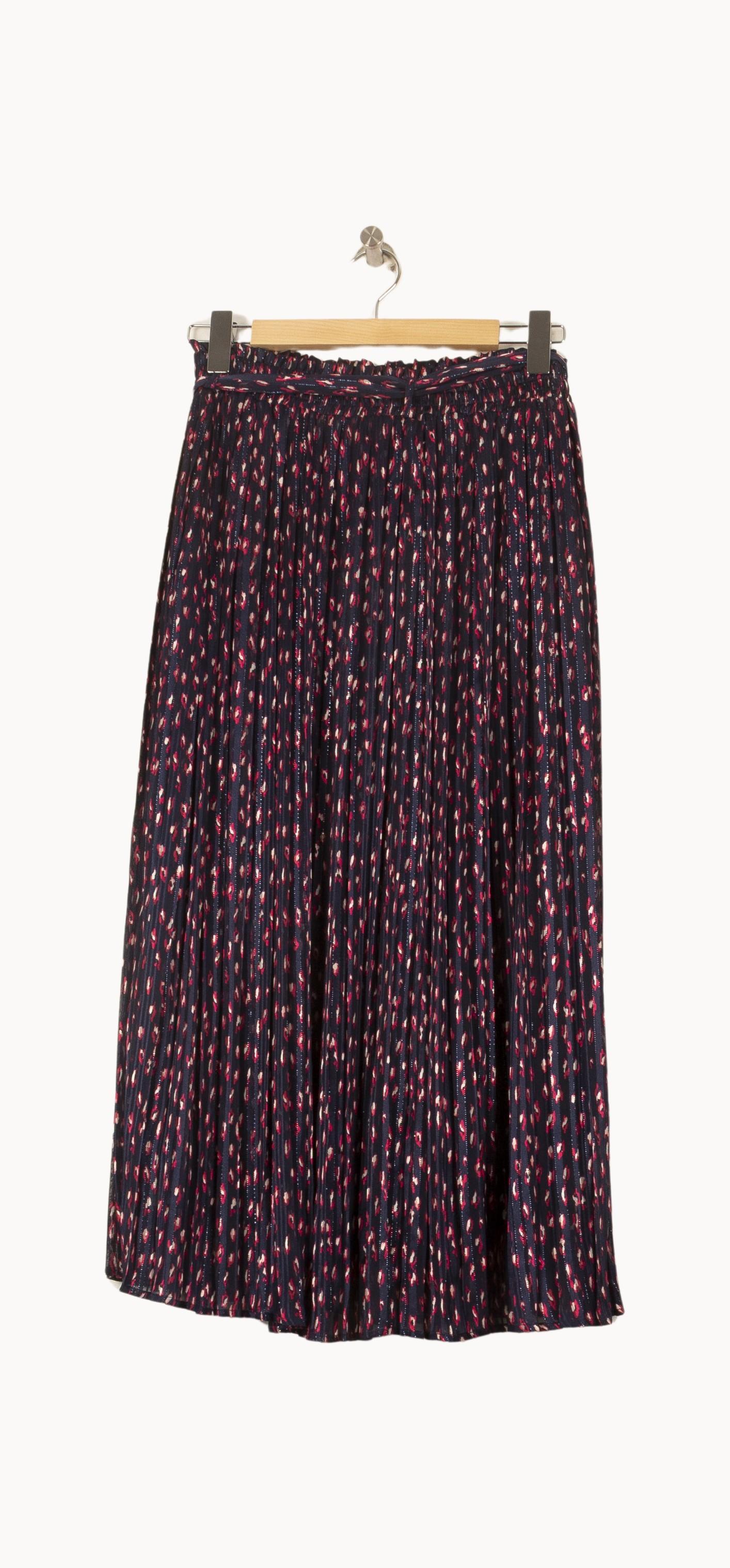 Jupe Plissée Bleu Marine et Rouge - Taille L/40