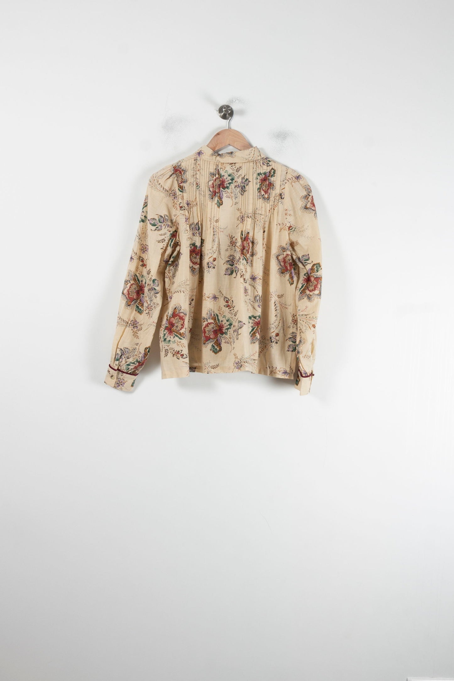 Blouse Fleurie Beige et Rouge - Taille XS/34