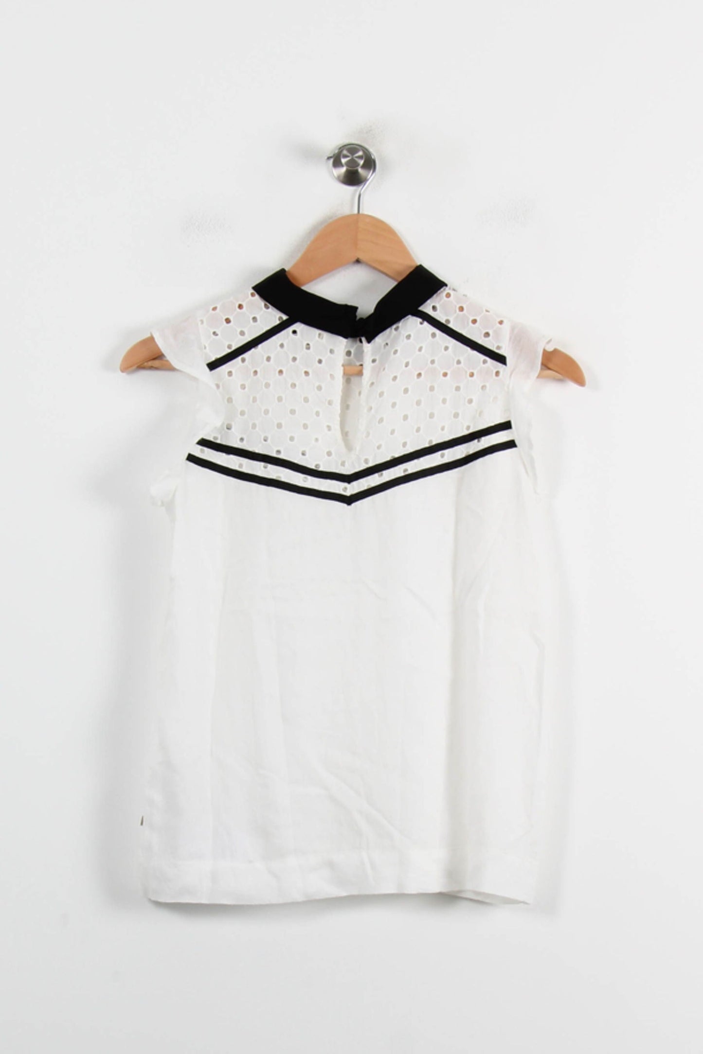 Blouse Sans Manches Blanche et Noire - Taille XS/34