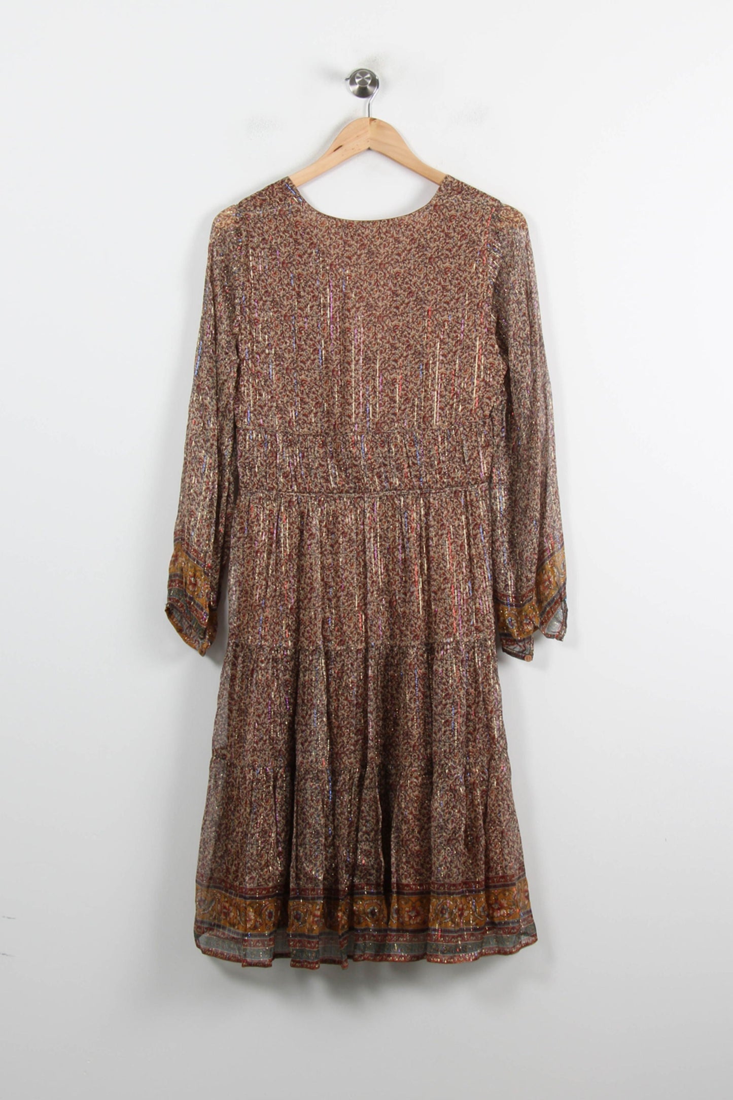 Robe Longue Marron et Jaune - Taille M/38