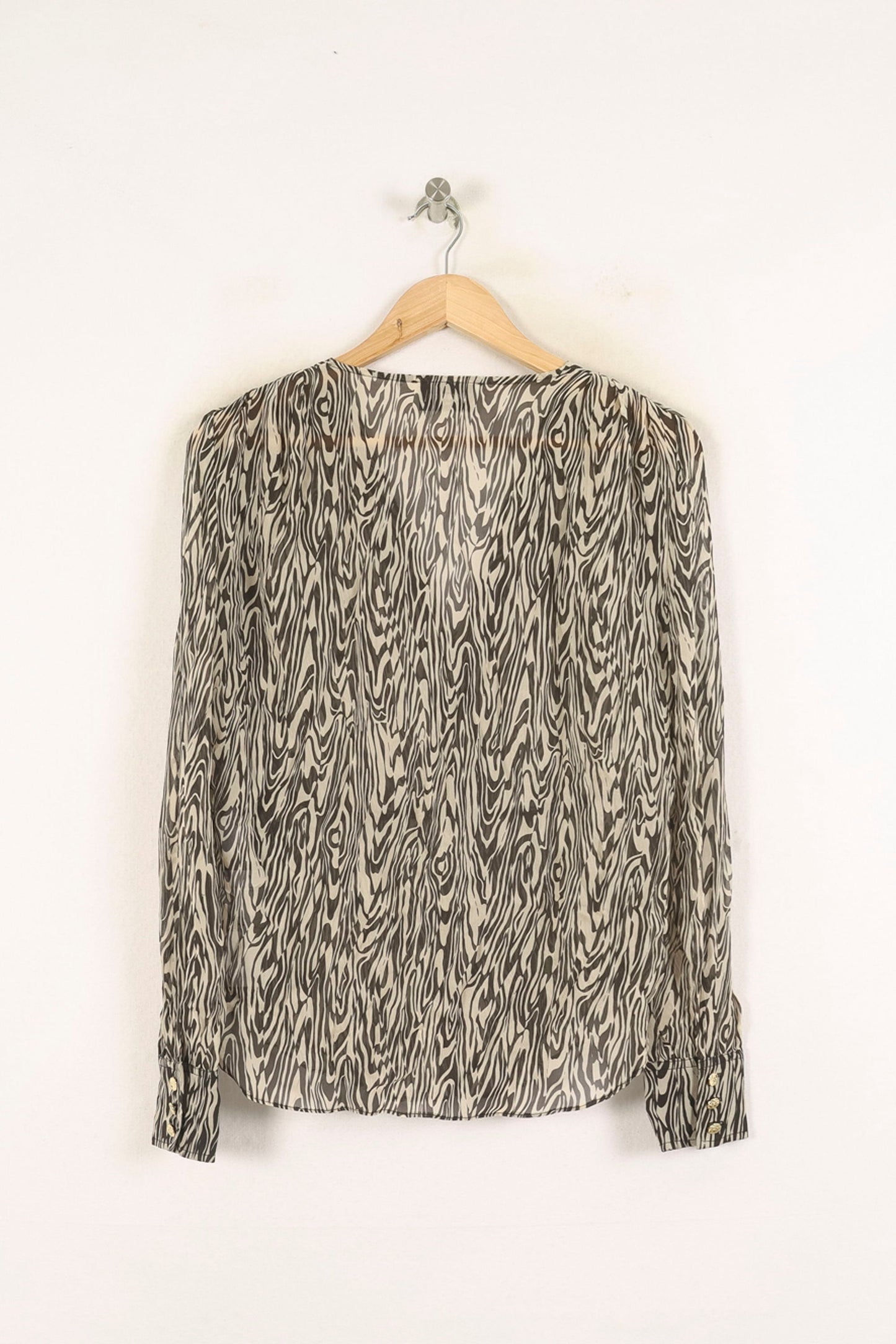Blouse Beige et Noire - Taille S/36