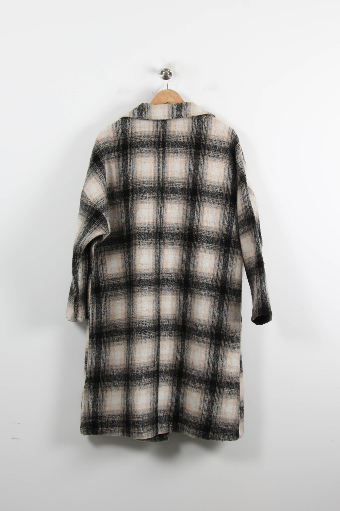 Manteau À Carreaux Noir et Beige - Taille S/36