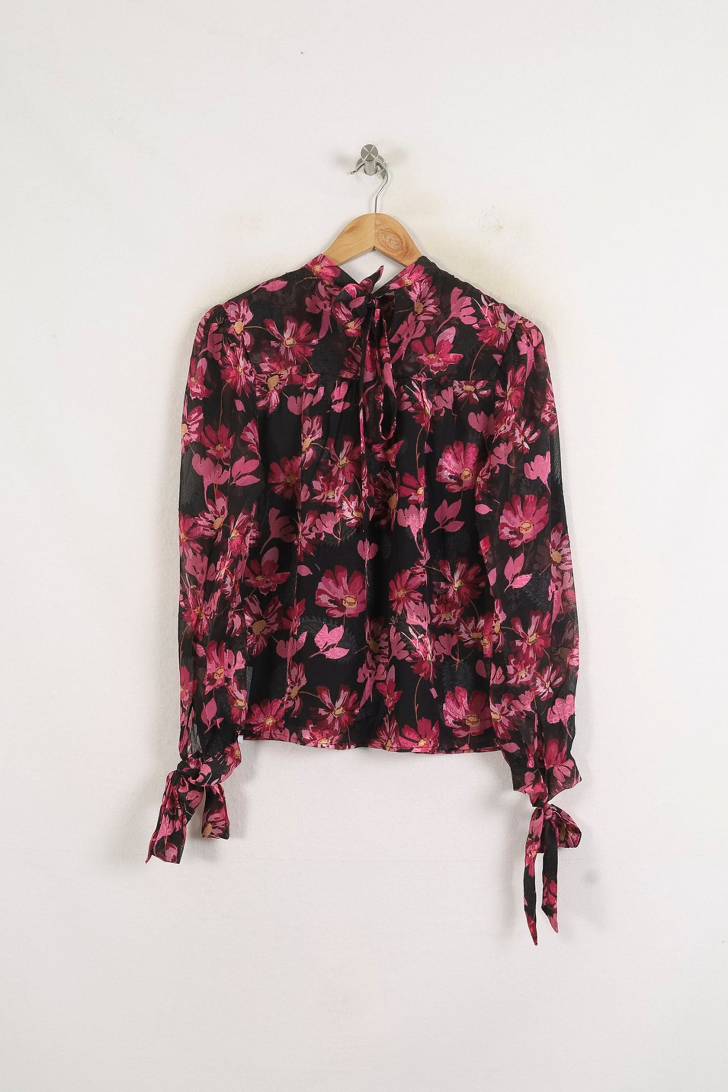 Blouse Noire et Rose - Taille S/36