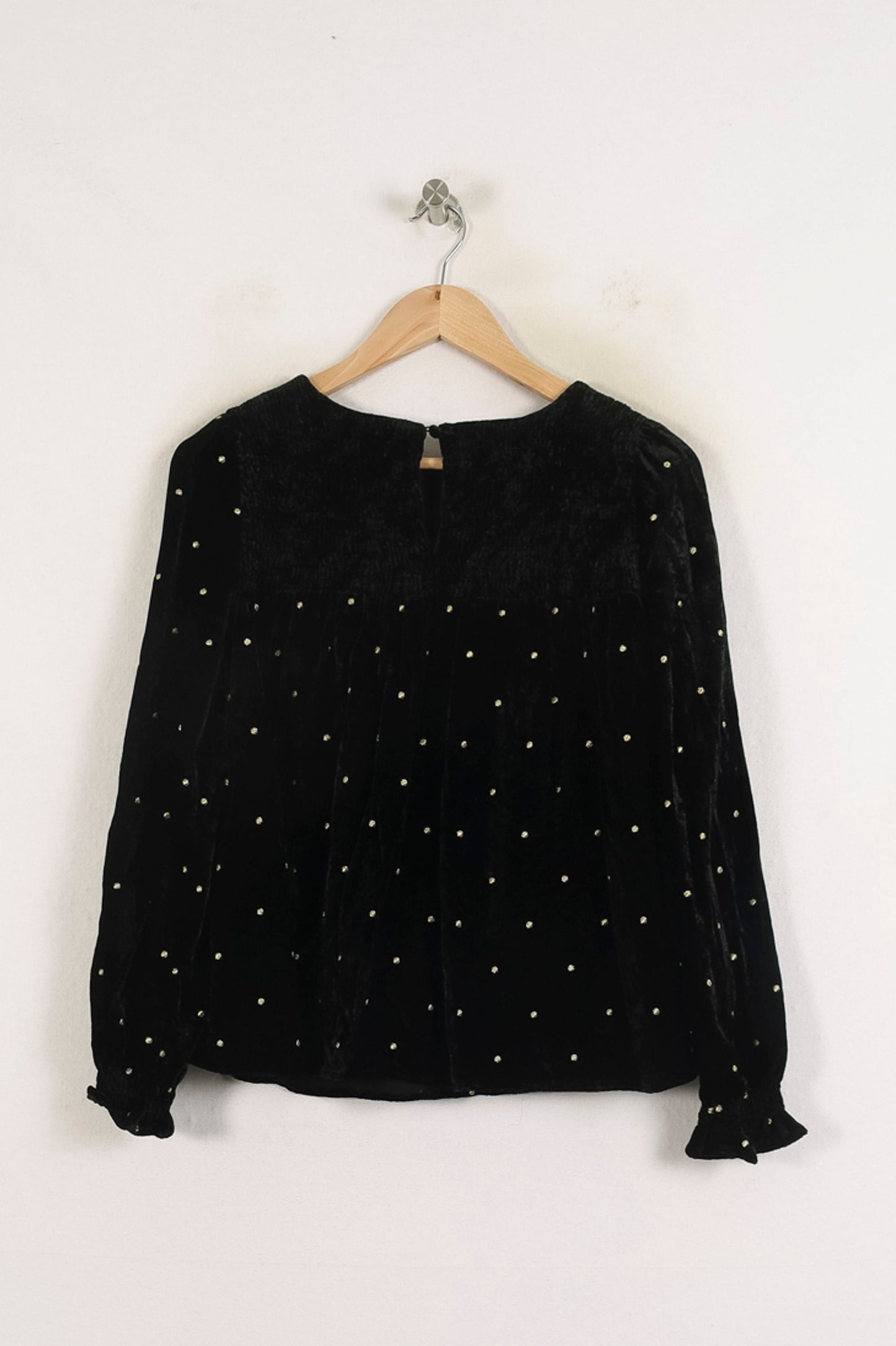 Blouse Noire à Pois Blancs - Taille XS/34