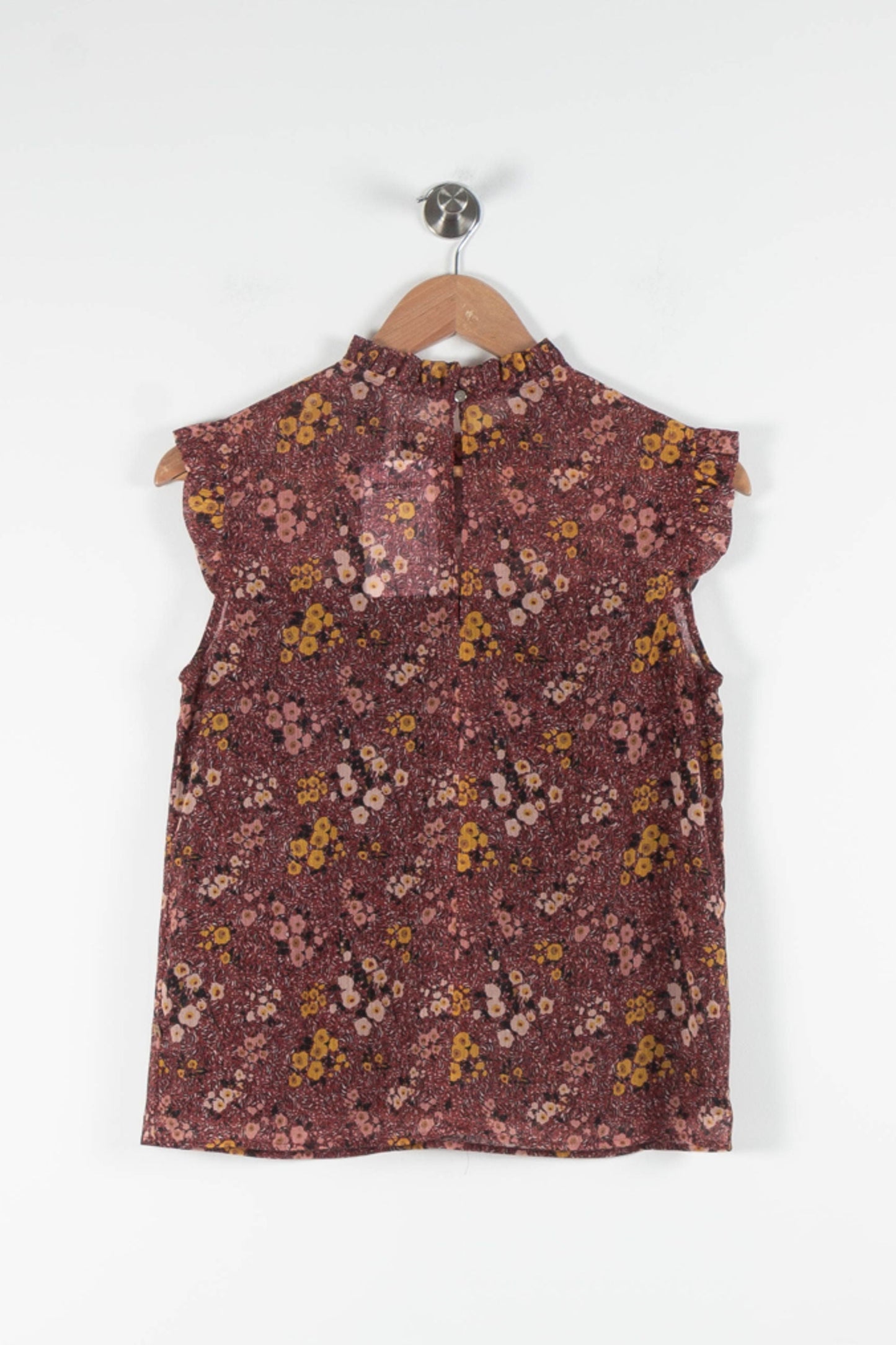 Blouse Fleurie Bordeaux et Jaune - Taille S/36