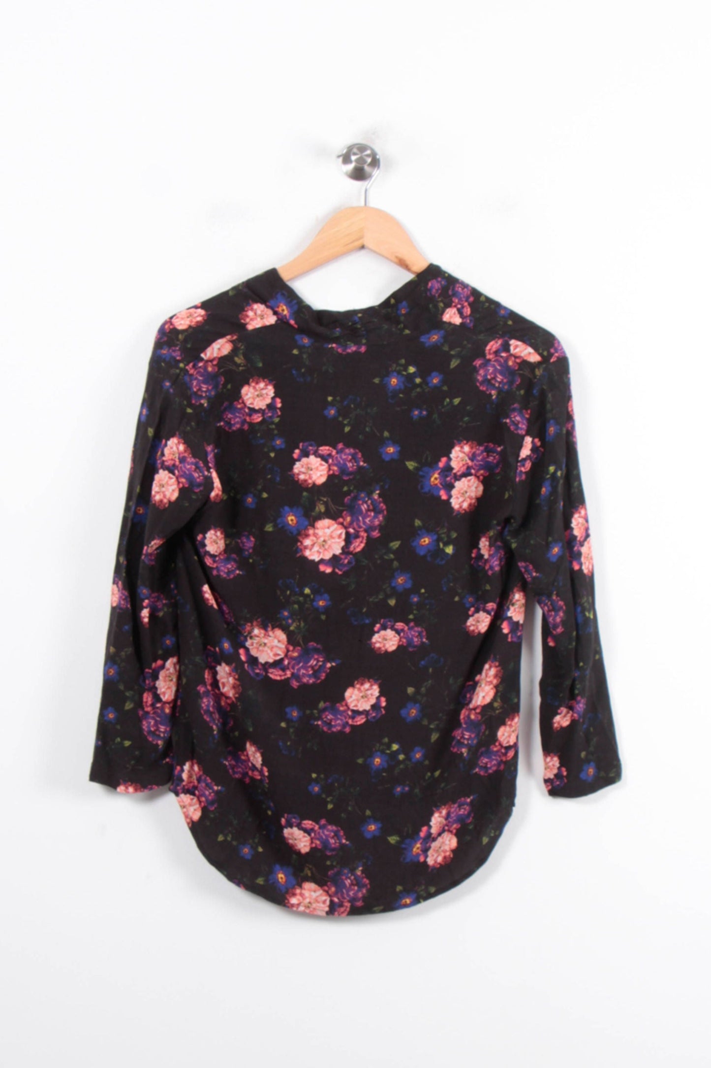 Blouse Fleurie Noire et Rose - Taille S/36