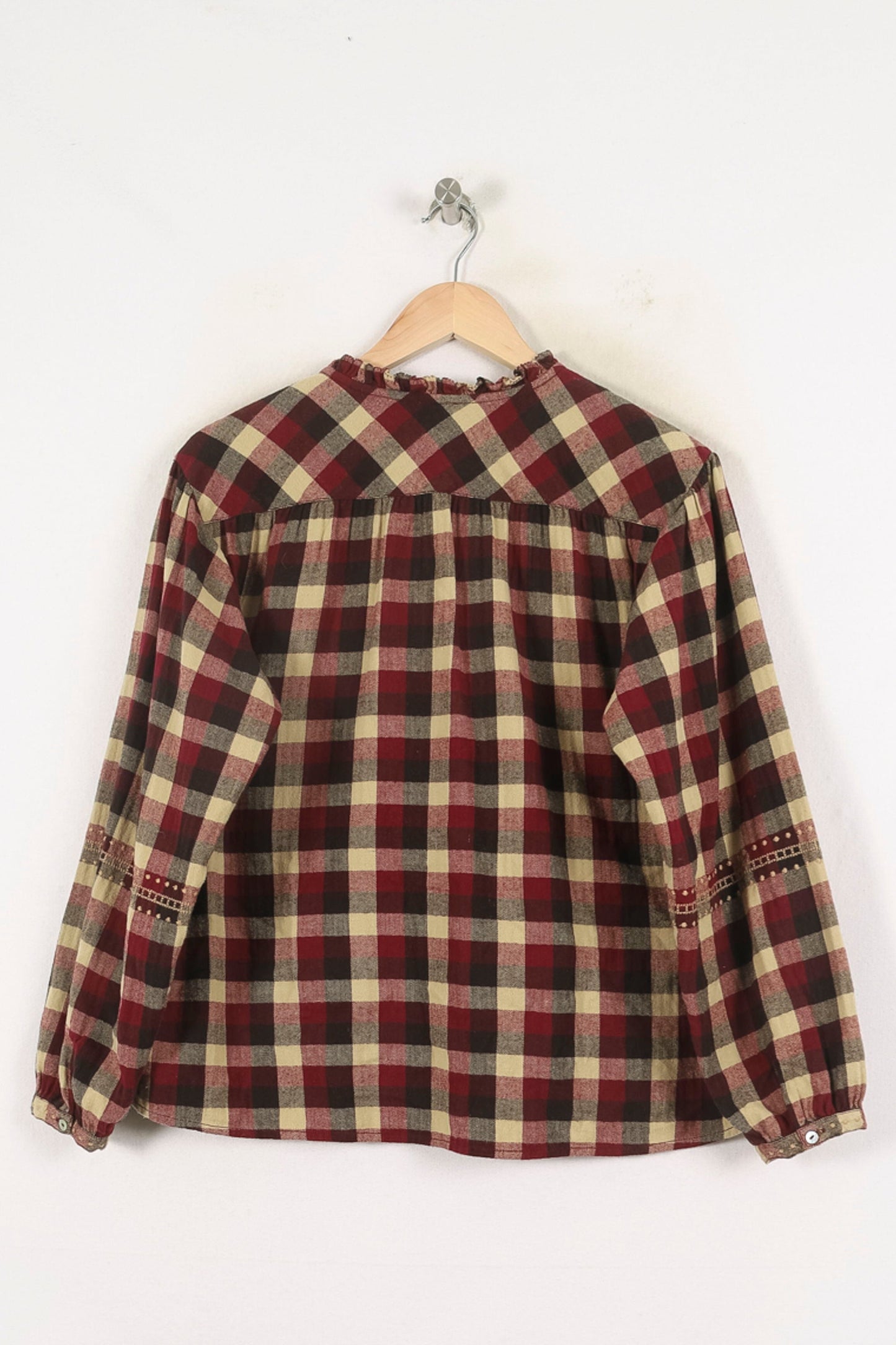 Blouse Carreaux Bordeaux et Beige - Taille XS/34