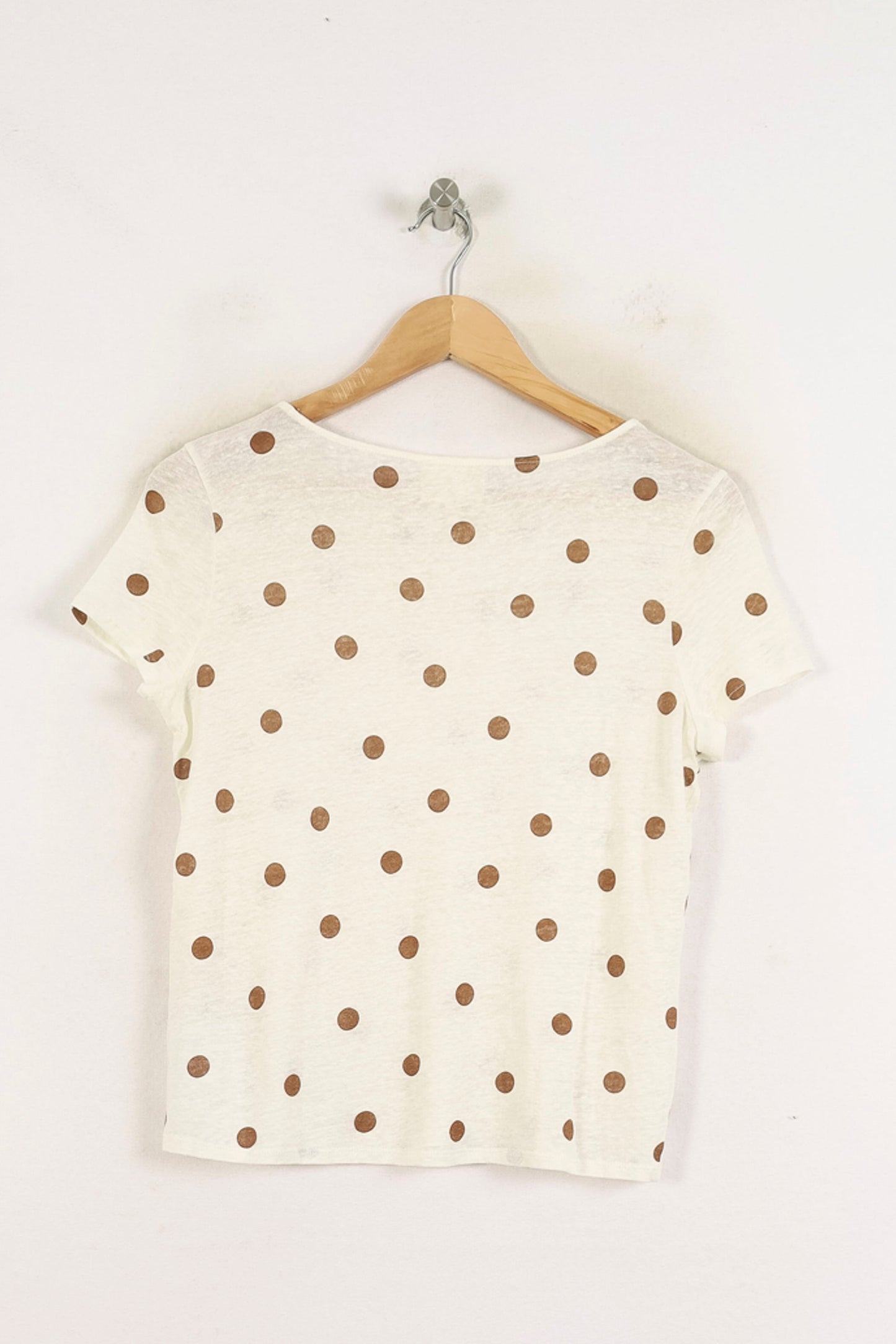 Tee-shirt Blanc à Pois Marron - Taille XS/34