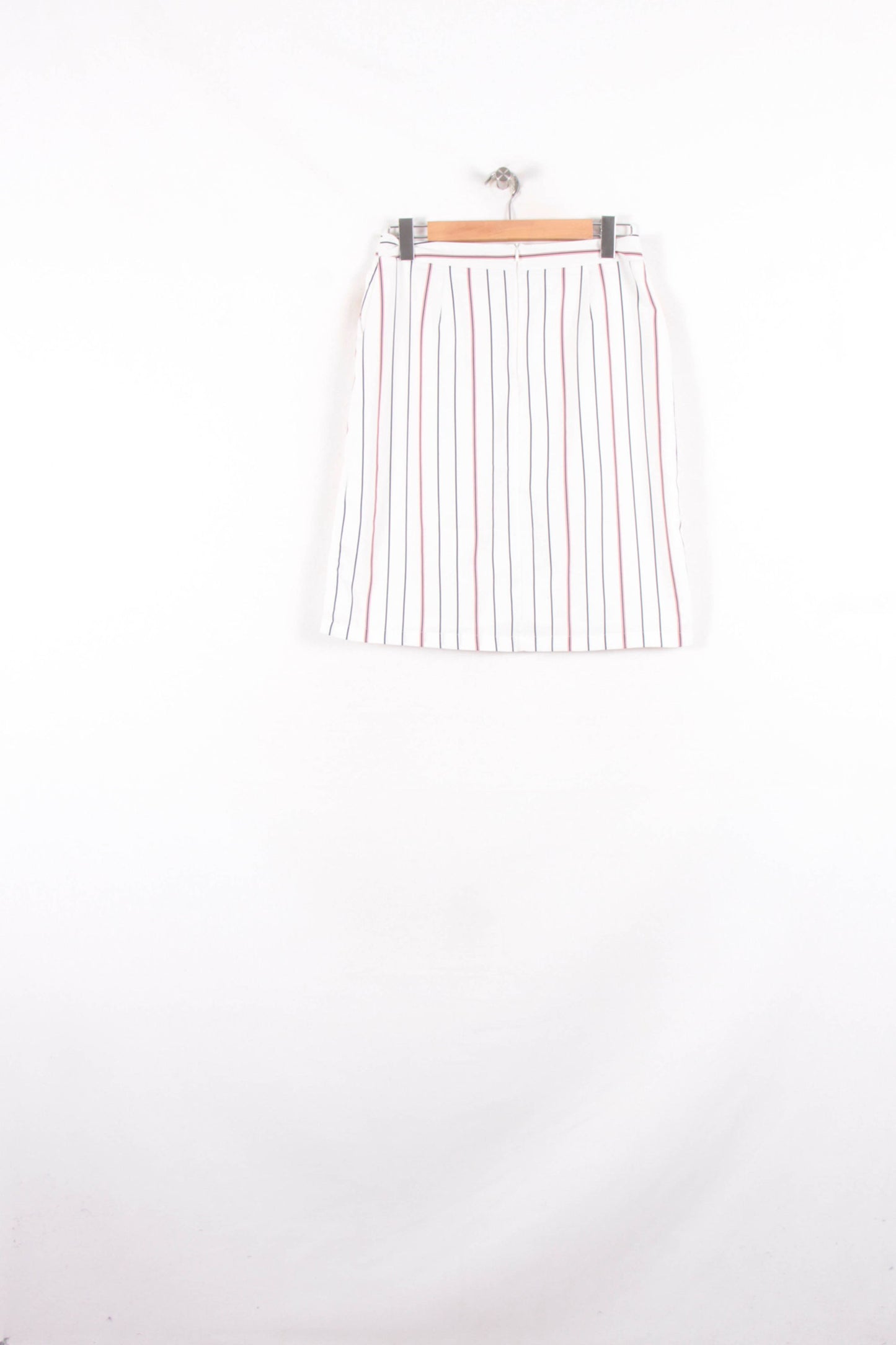 Jupe Midi Blanche à Rayures Bleues et Rouges - Taille XL/42