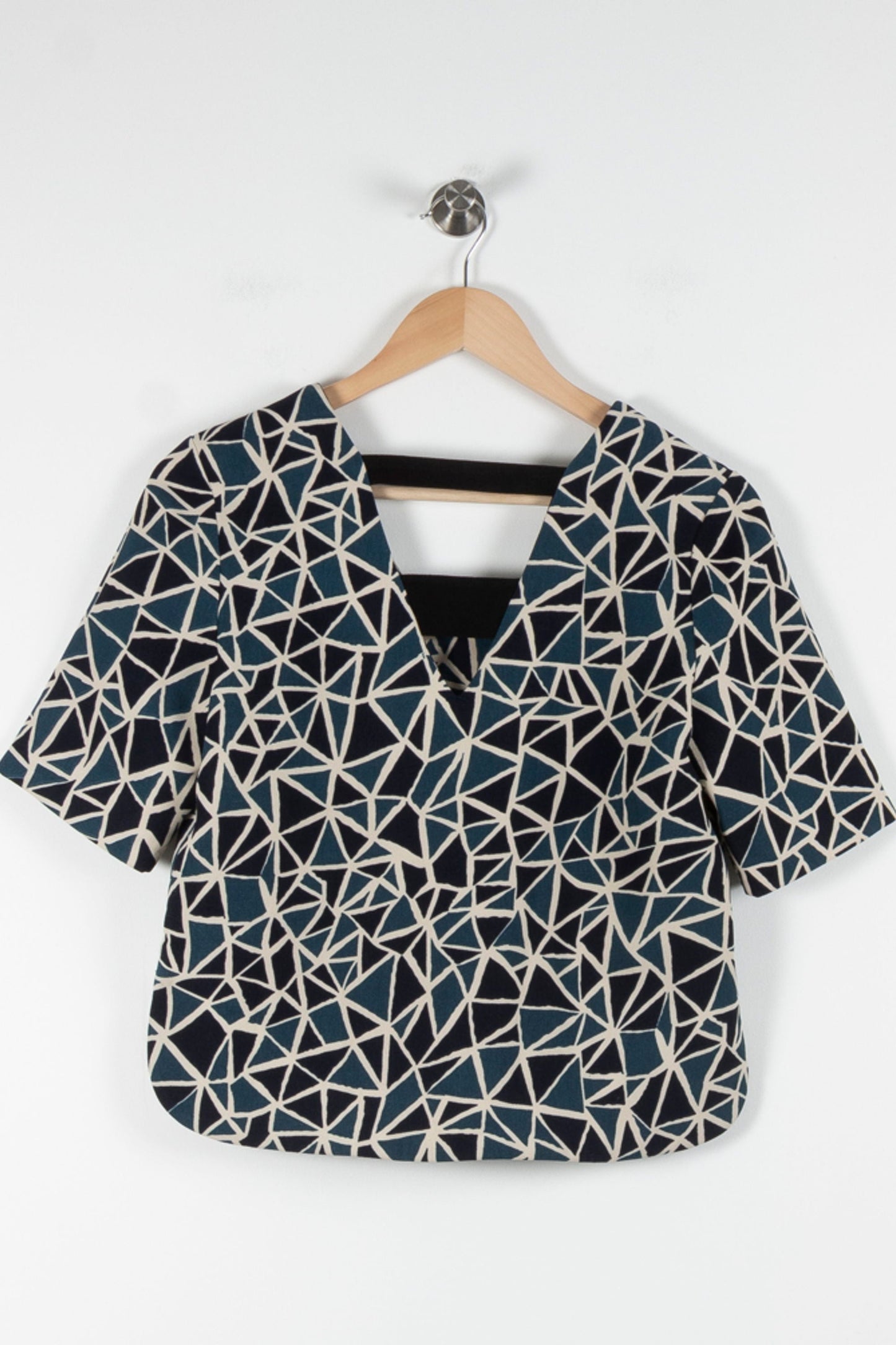 Blouse Bleu et Beige - Taille S/36