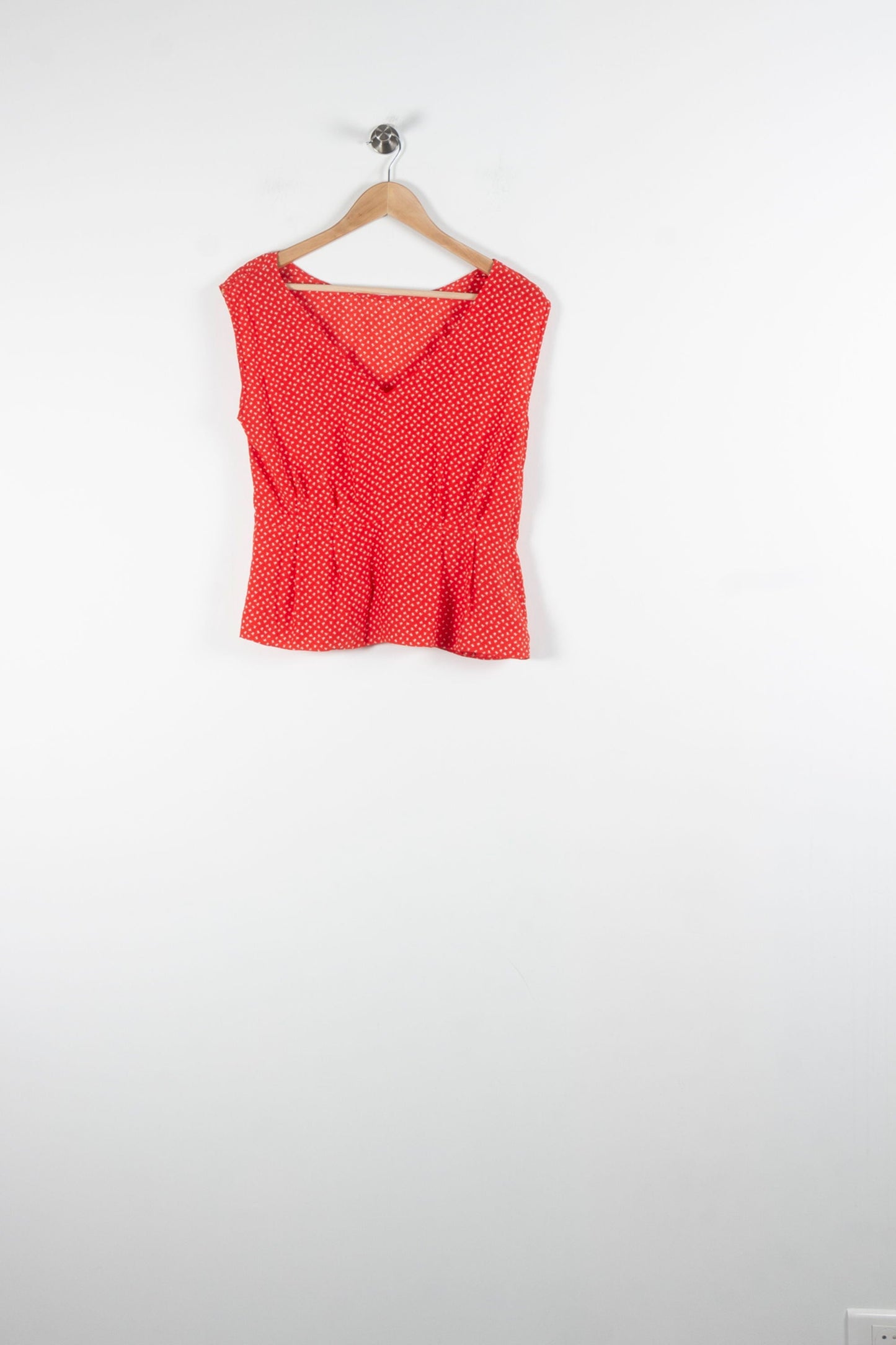 Blouse Rouge à Pois Blancs - Taille XS/34