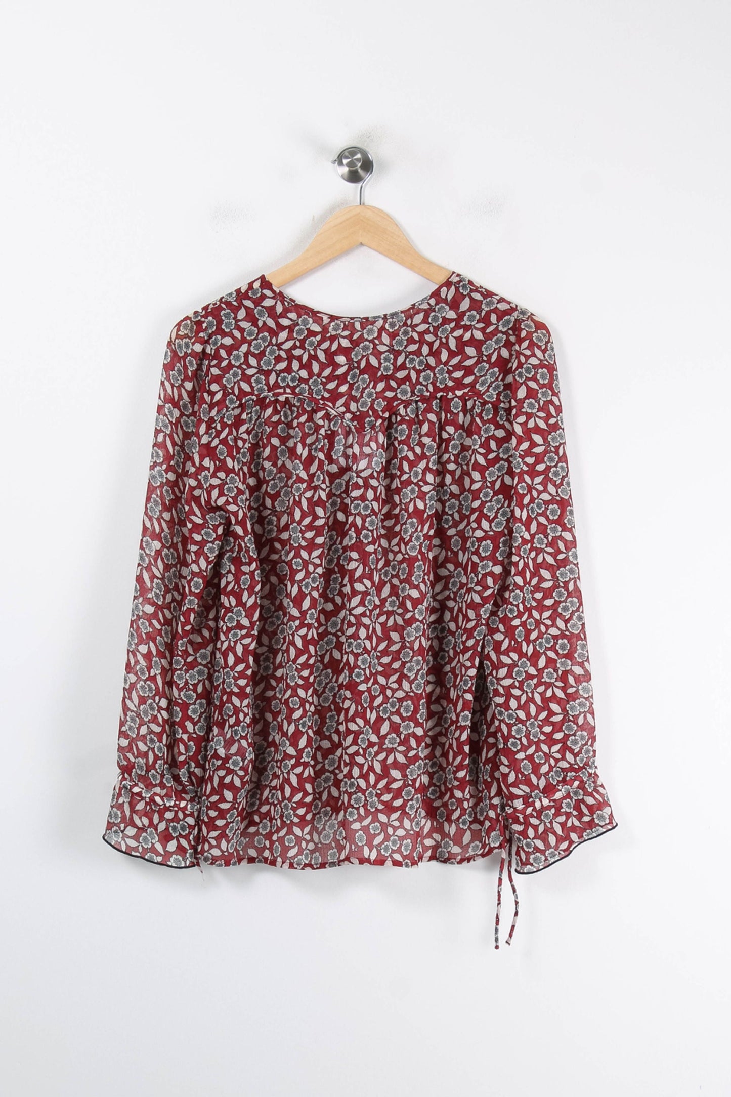Blouse Fleurie Bordeaux et Blanc - Taille L/40