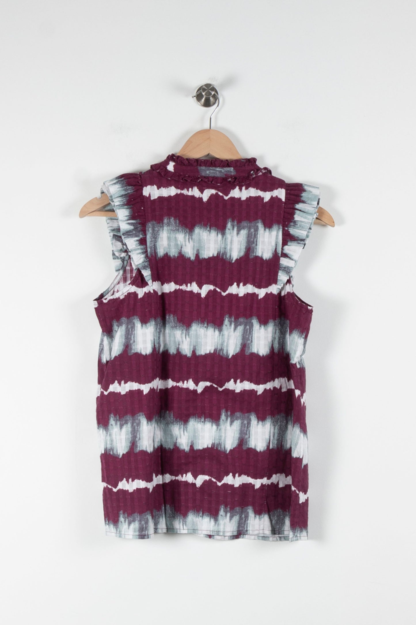 Blouse Sans Manches Bordeaux et Blanche - Taille M/38