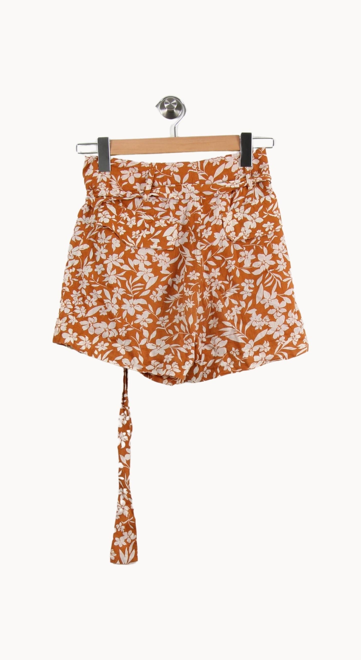 Short Fleuri Orange et Blanc - Taille XS/34