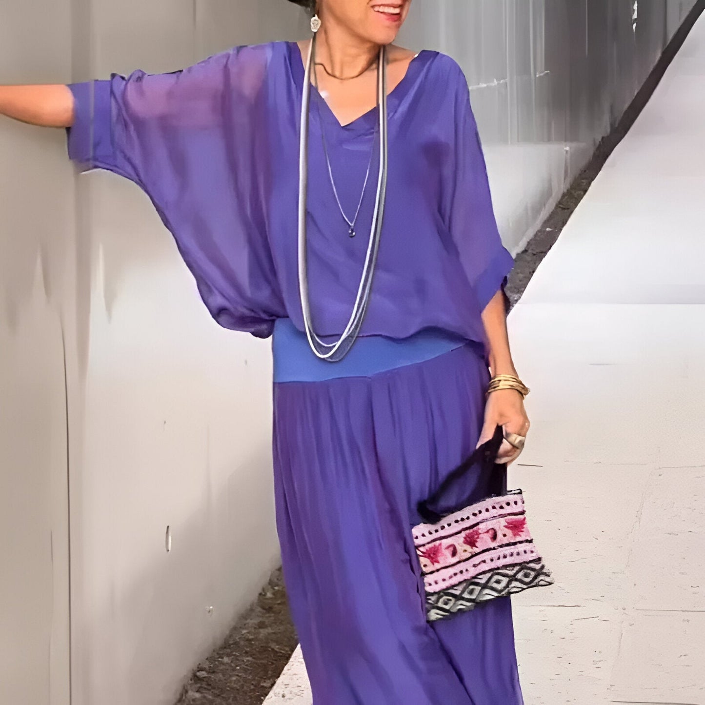 Louise™ | Ensemble élégant composé d'un haut à col roulé et d'un pantalon V