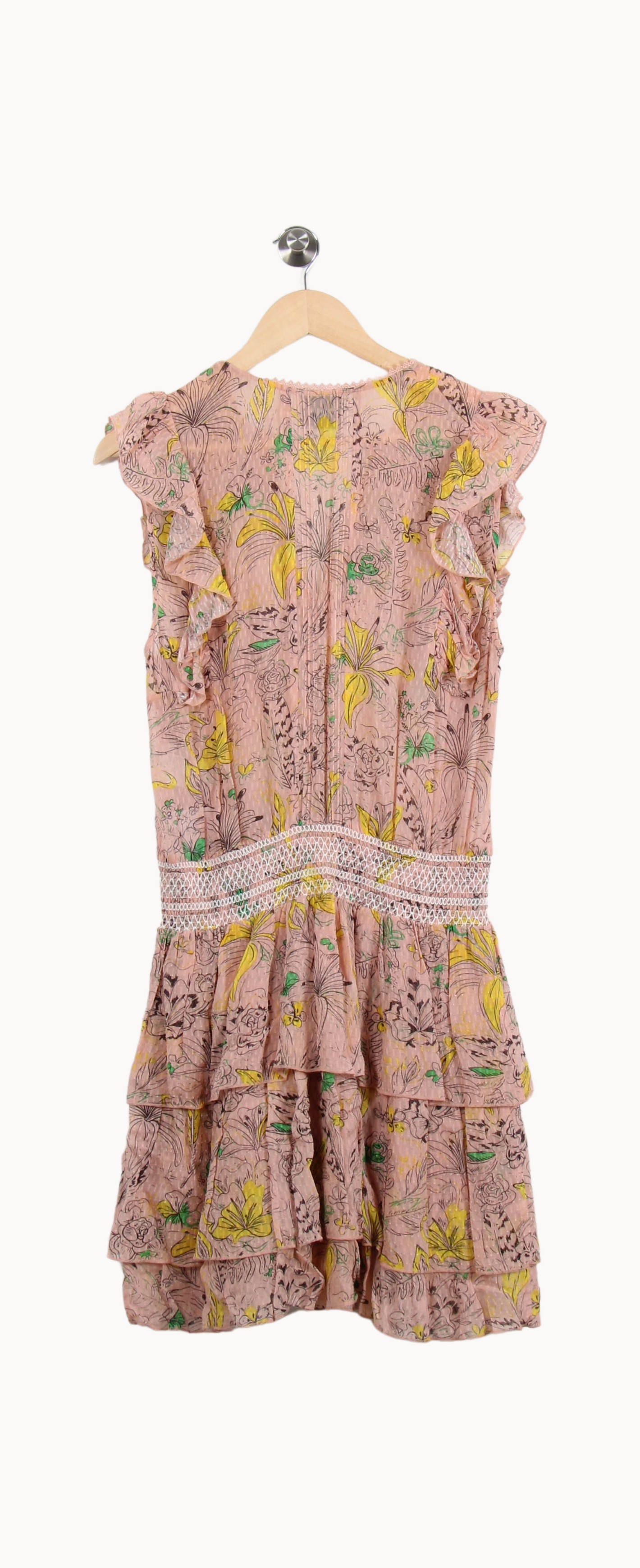 Robe Volantée Rose et Jaune - Taille M/38