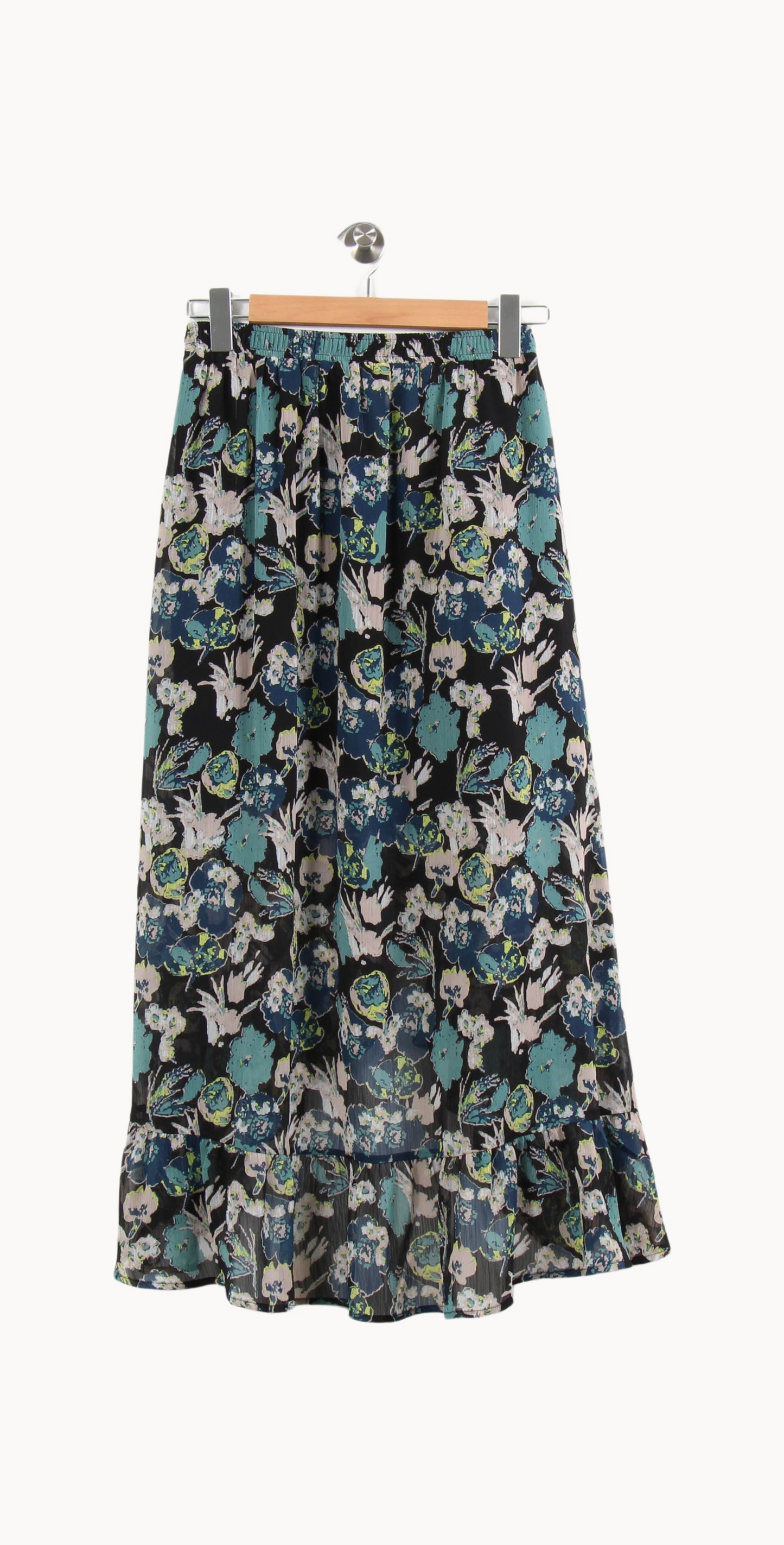 Jupe Longue Fleurie Bleue et Noire - Taille S/36