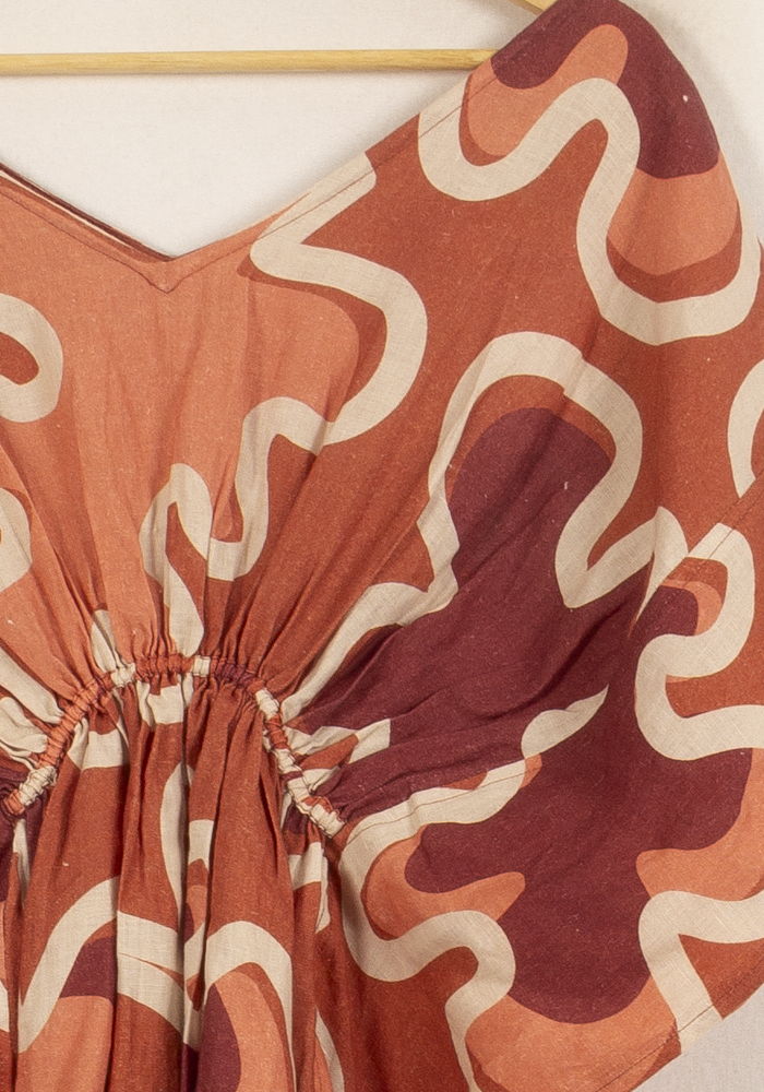 Robe Kaftan Orange et Bordeaux - Taille XS/34