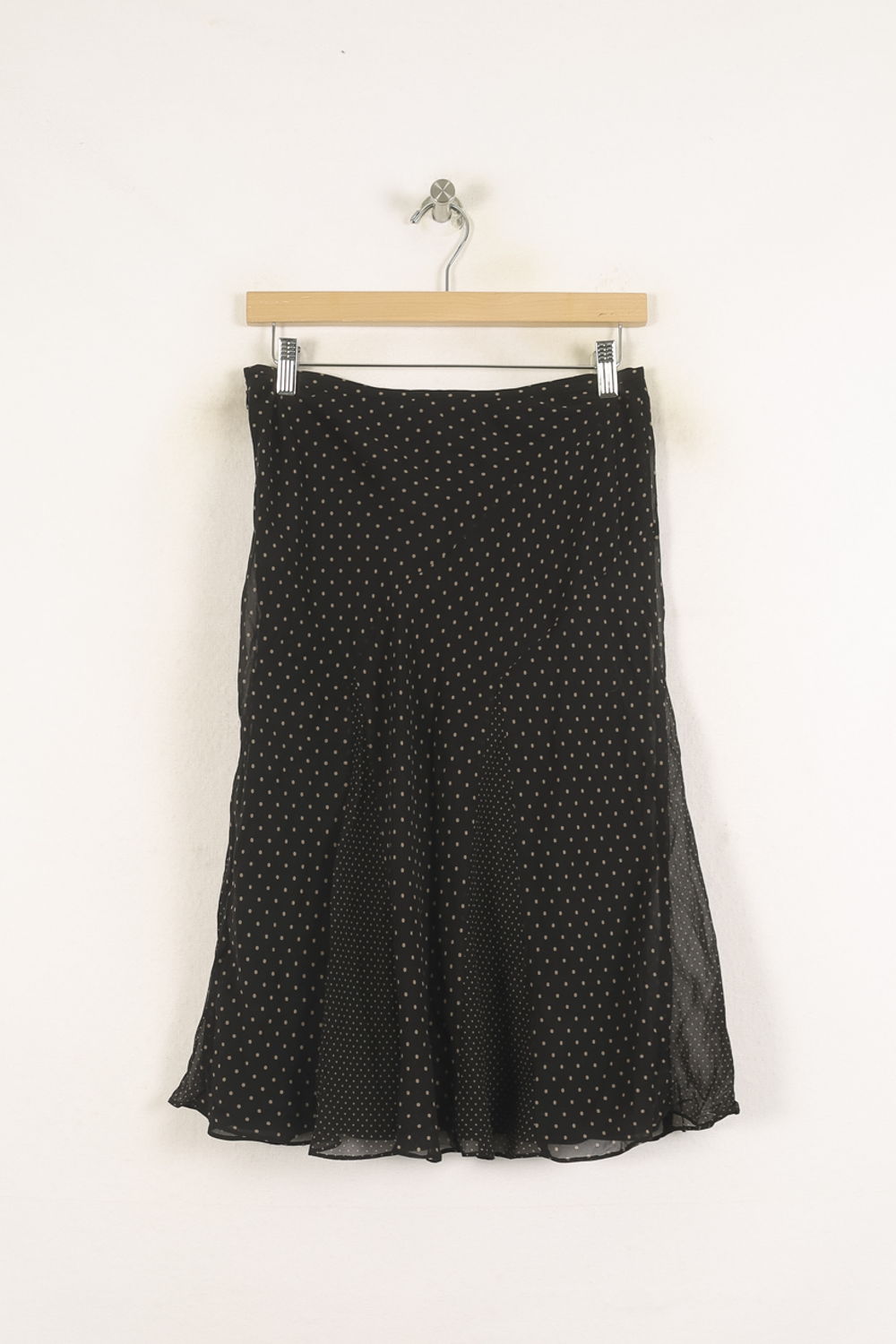 Jupe Longue Noire à Pois Beiges - Taille M/38