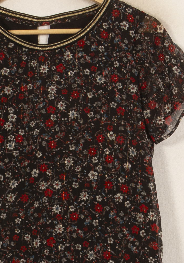 Blouse Noire et Rouge - Taille M/38