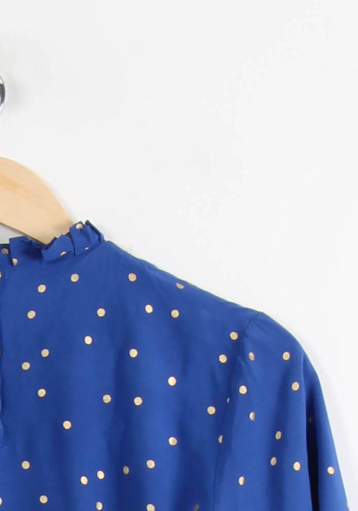 Blouse Bleue à Pois Blancs - Taille M/38