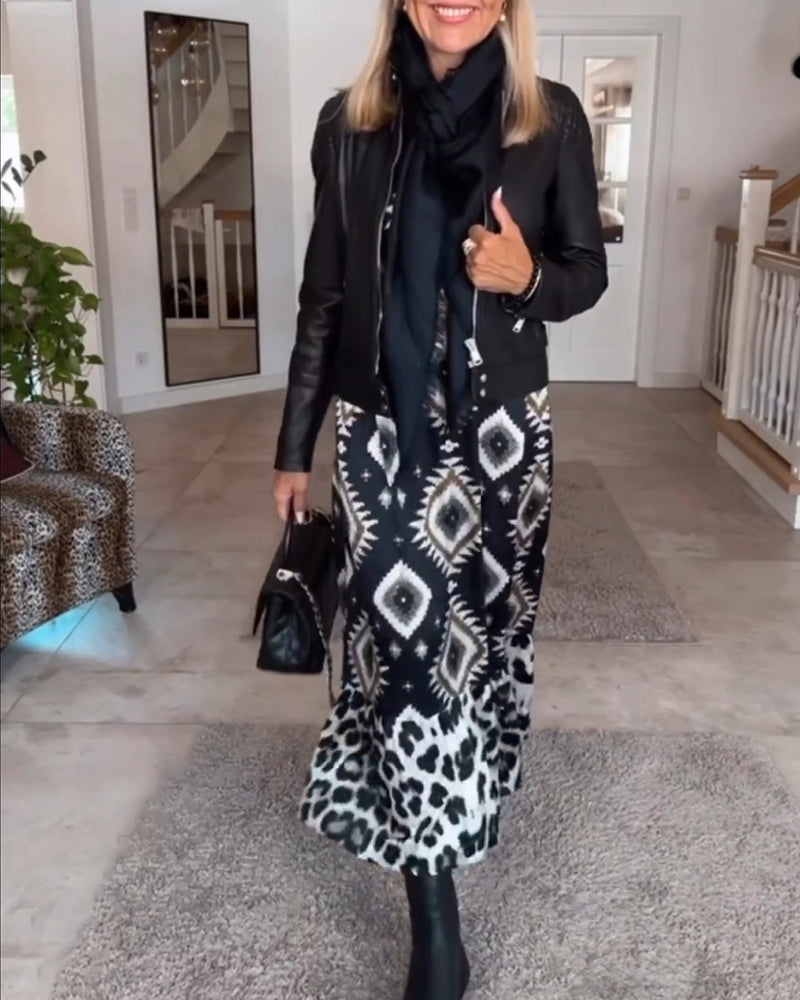 Frédérique™ | Robe à manches longues avec imprimé géométrique