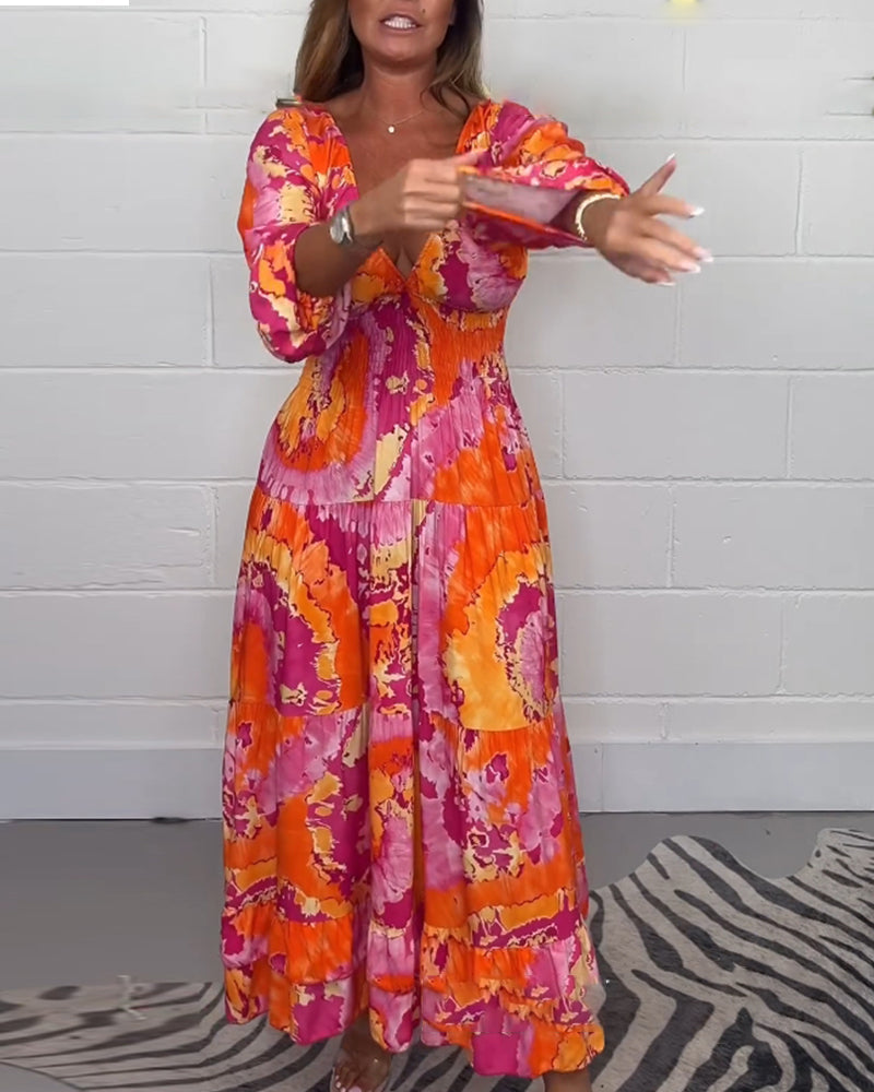 Élodie™ | Robe Longue Colorée à Décolleté en V Profond