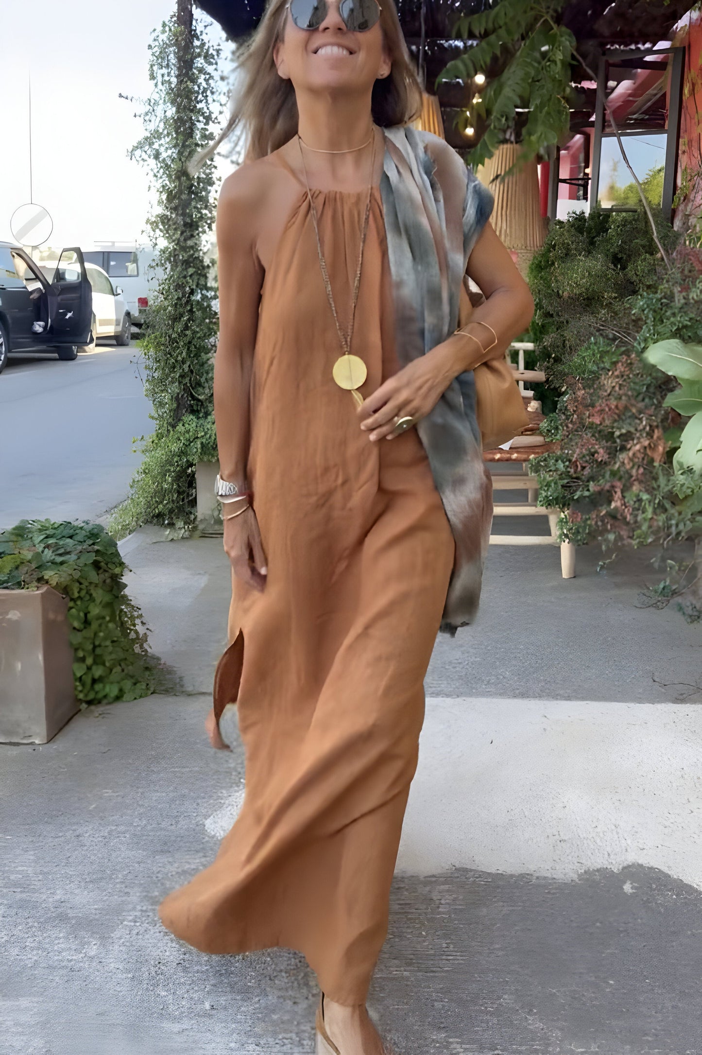 Élina™ | Robe Halter Aérée et Mélange de Coton