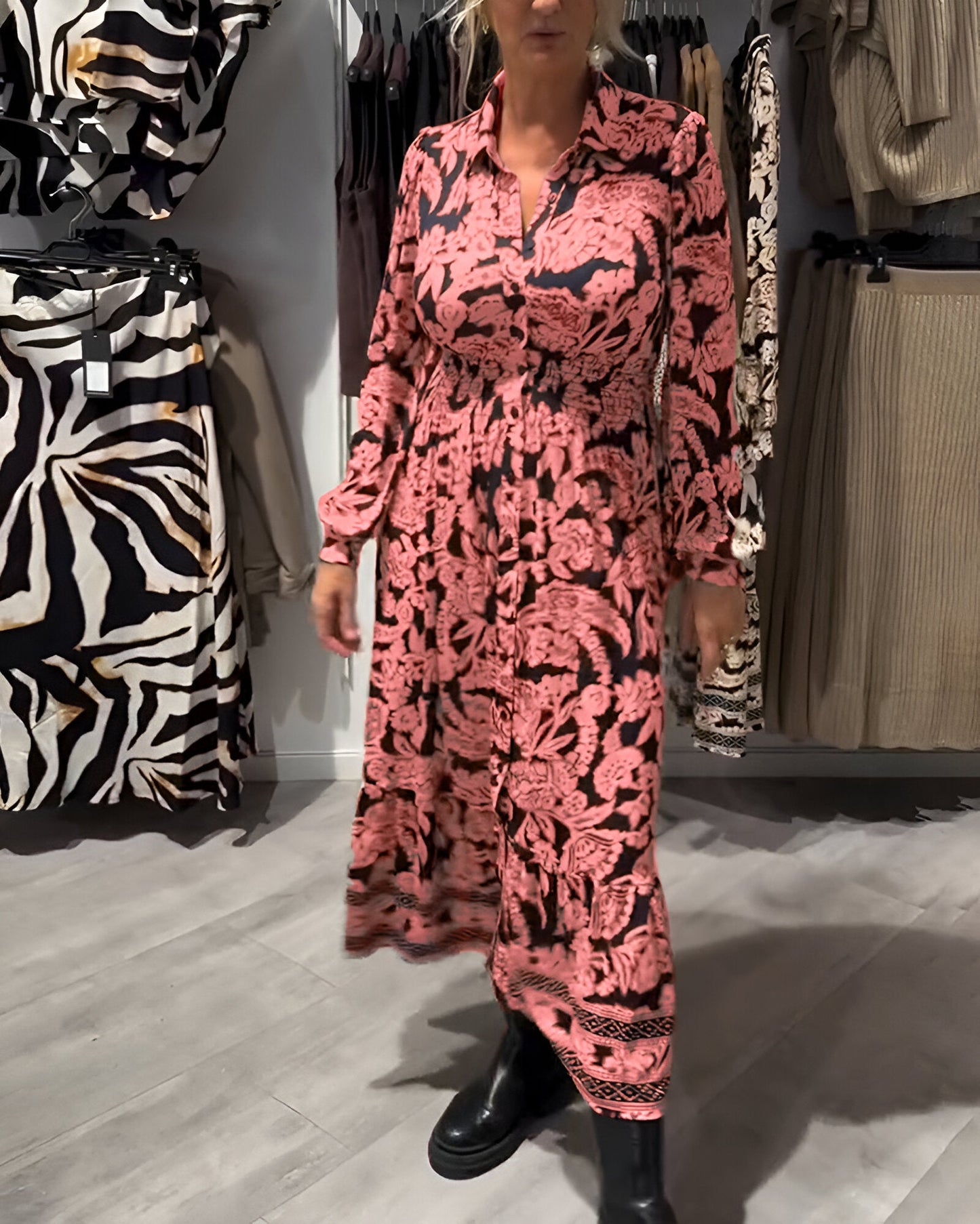 Marisse™ | Robe Midi à Imprimé et Col en V