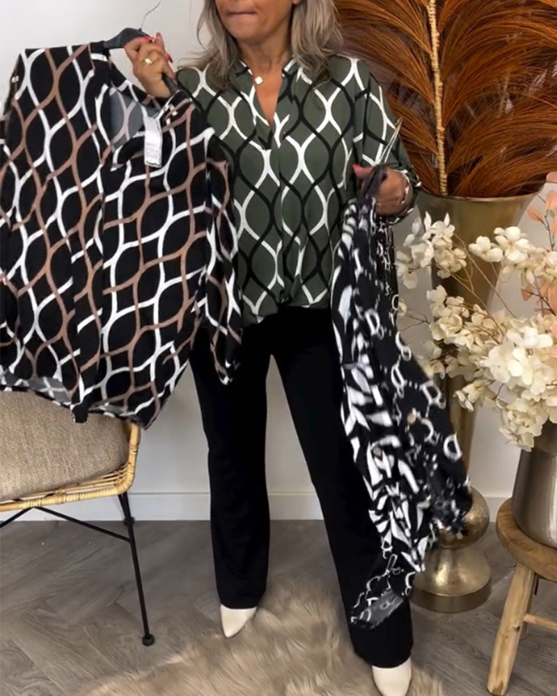 Margaux™ | Blouse décontractée à Motif Chic