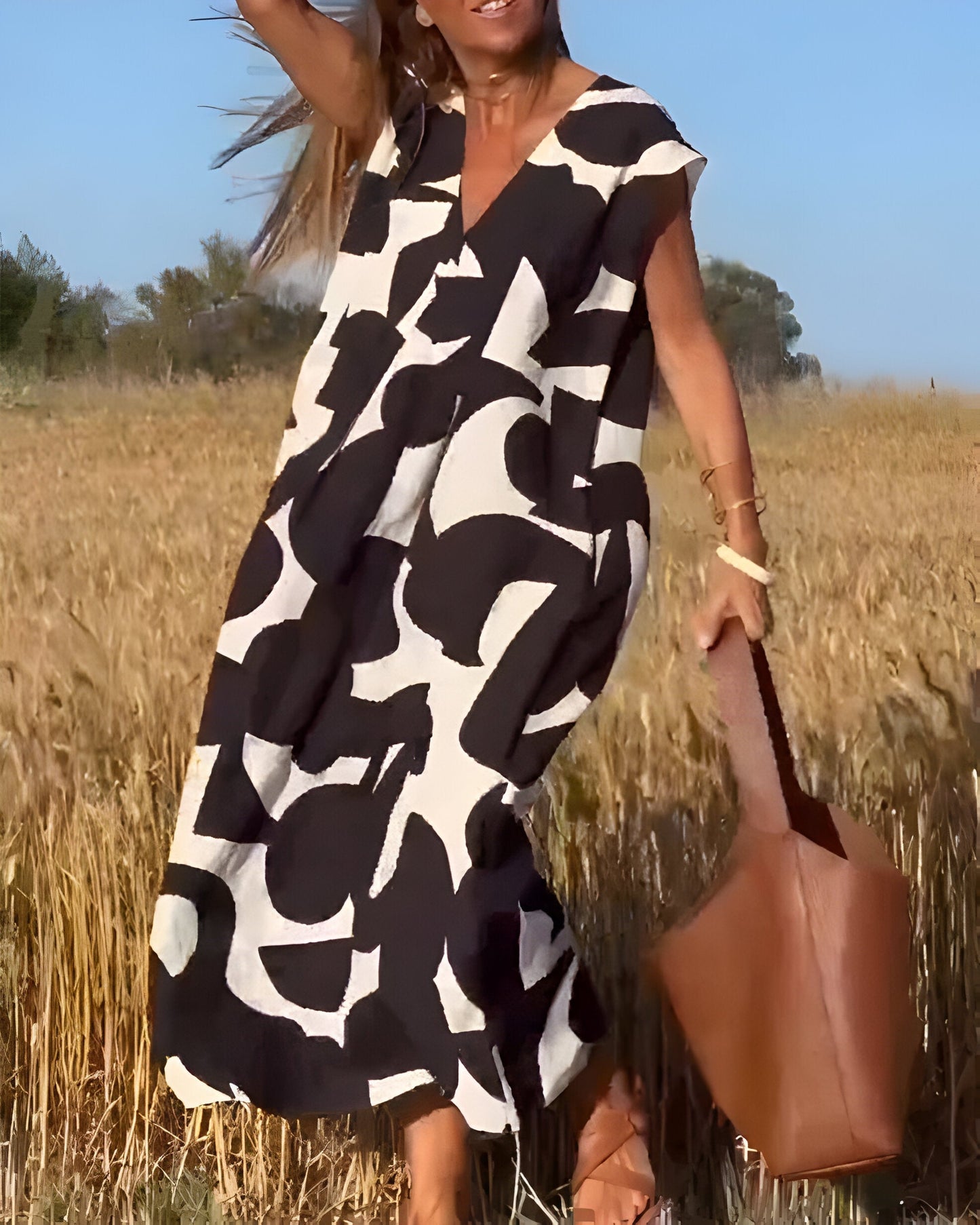 Jacqueline™ | Robe à Imprimé et Décolleté en V