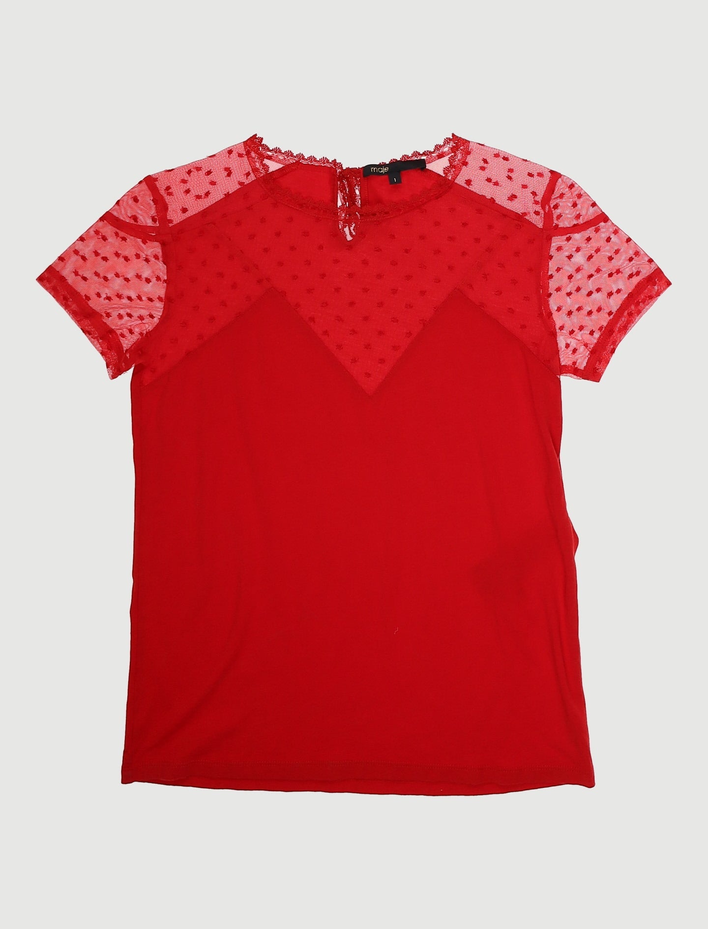 Tee-Shirt Avec Incrustation Plumetis Rouge - Taille S/36