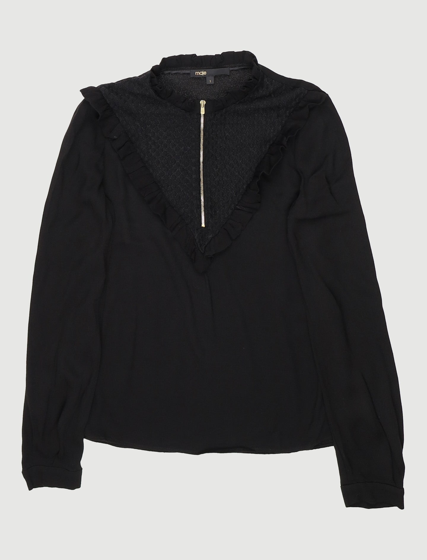 Top Bi-Matière Avec Collerette - Taille S/36