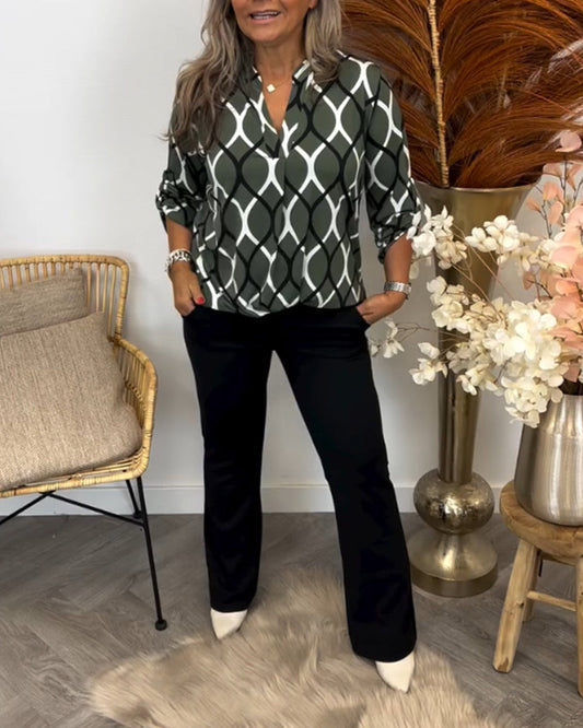 Margaux™ | Blouse décontractée à Motif Chic