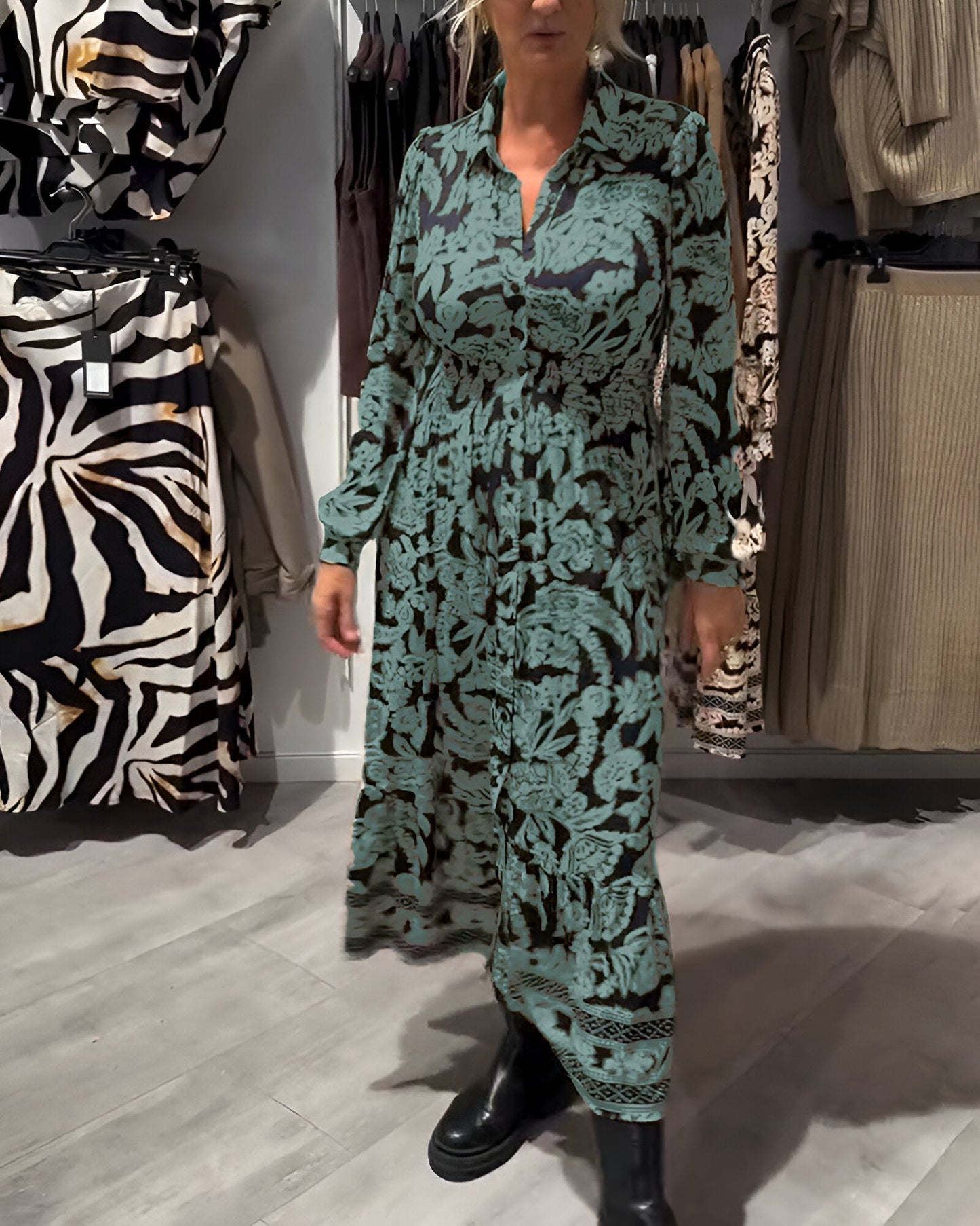 Marisse™ | Robe Midi à Imprimé et Col en V