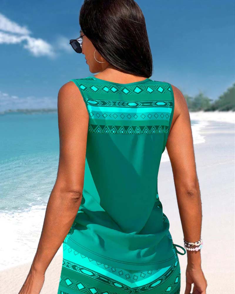 Lulu™ | Tankini à imprimé géométrique et décolleté en V