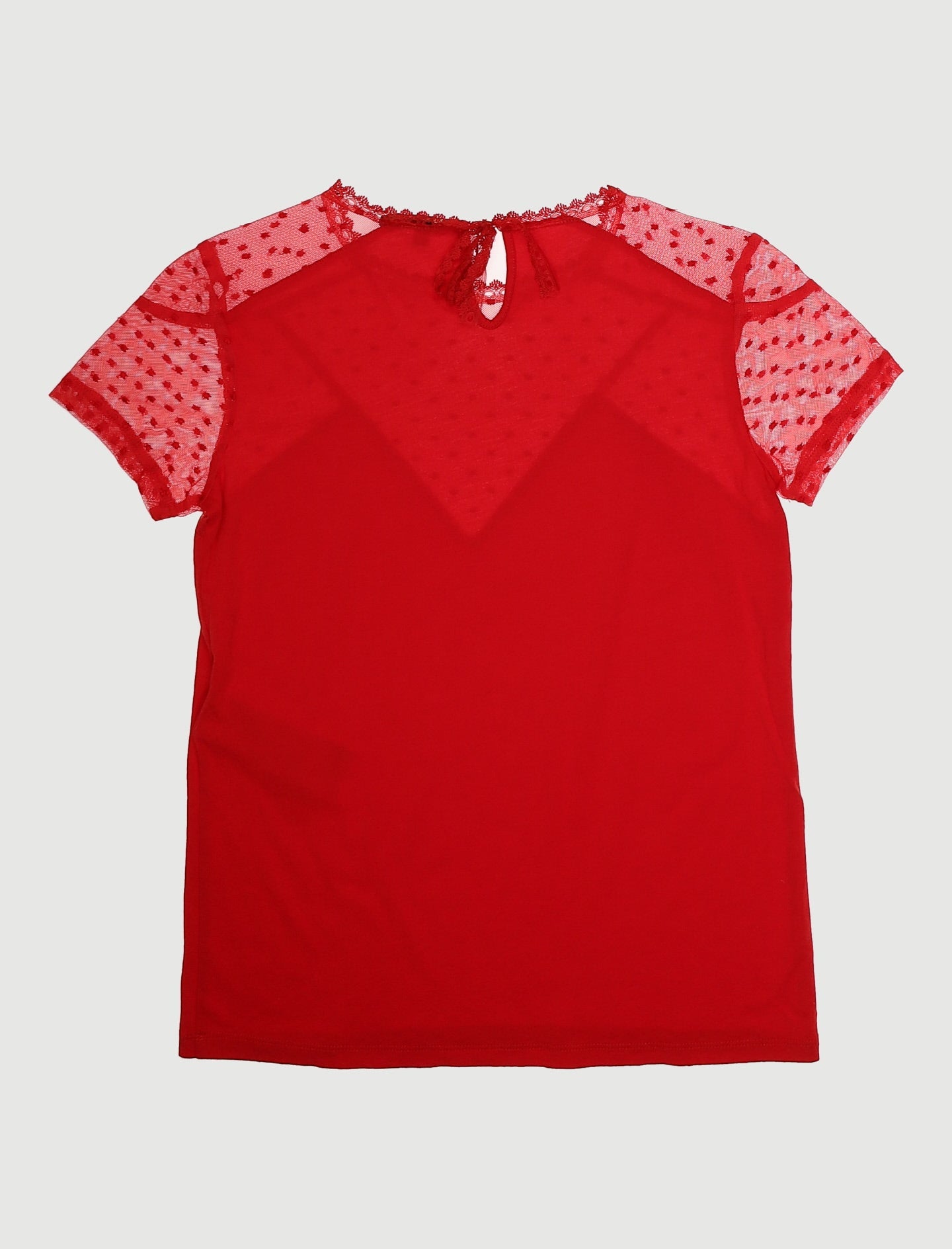 Tee-Shirt Avec Incrustation Plumetis Rouge - Taille S/36