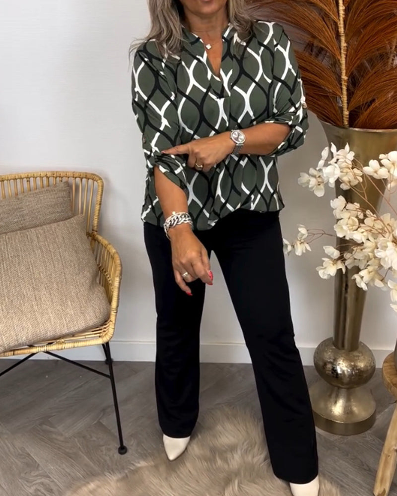 Margaux™ | Blouse décontractée à Motif Chic