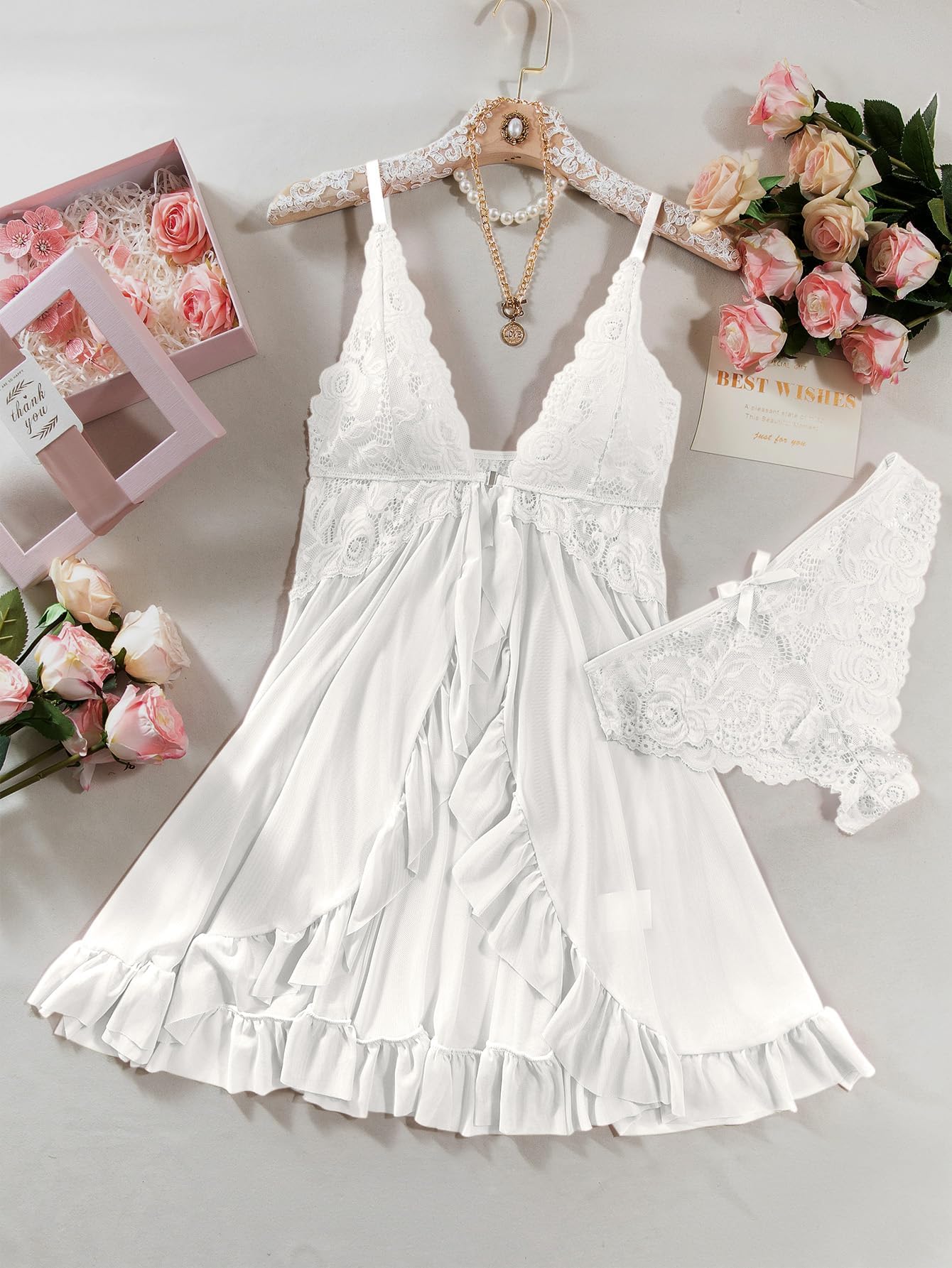 Nina™ | Ensemble de Nuisette et Dentelle Transparente