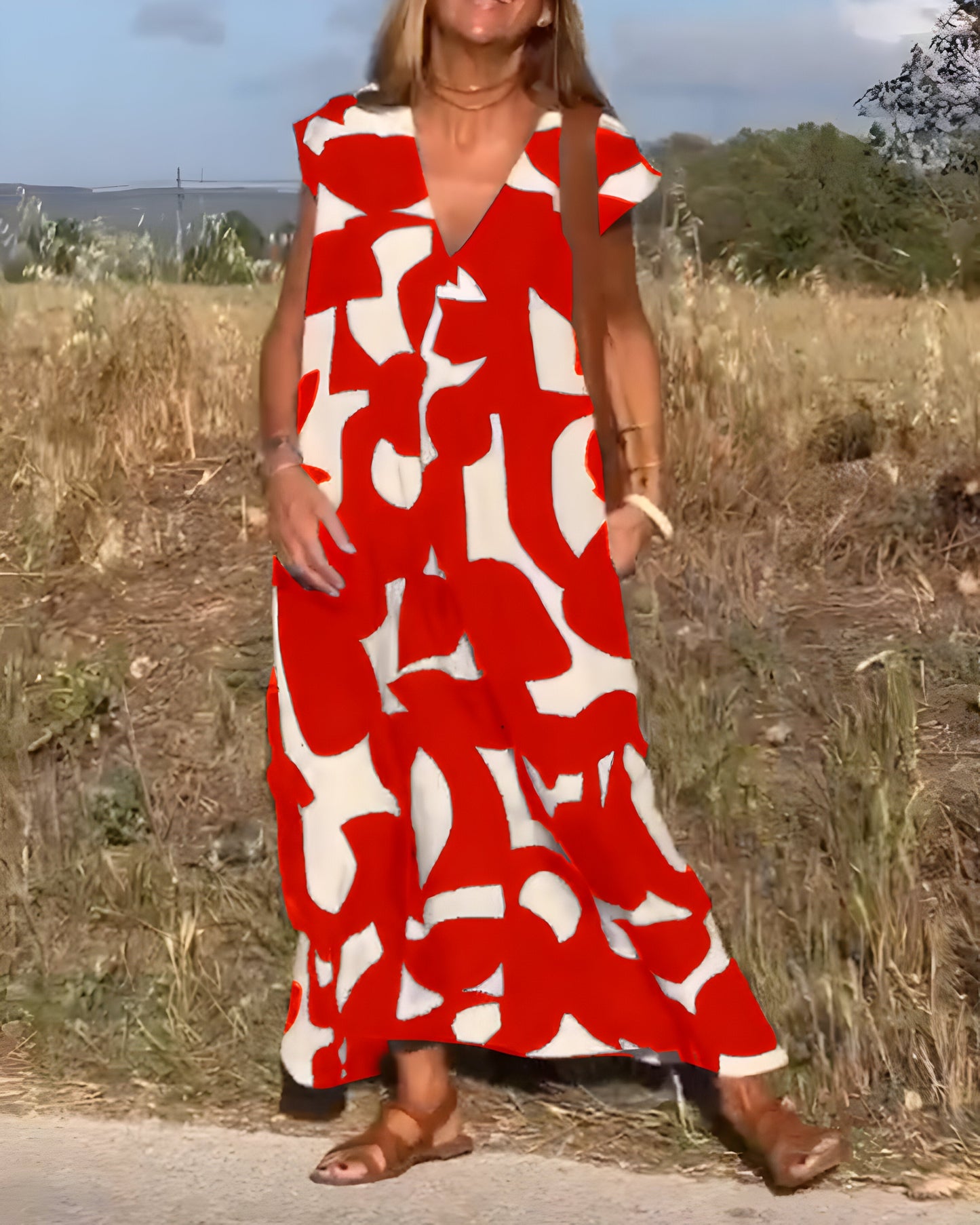 Jacqueline™ | Robe à Imprimé et Décolleté en V