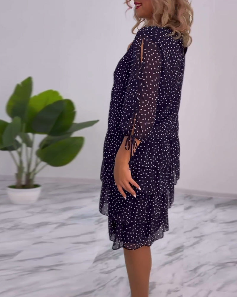 Vérène™ | Robe à Pois Élégante et Superposée 