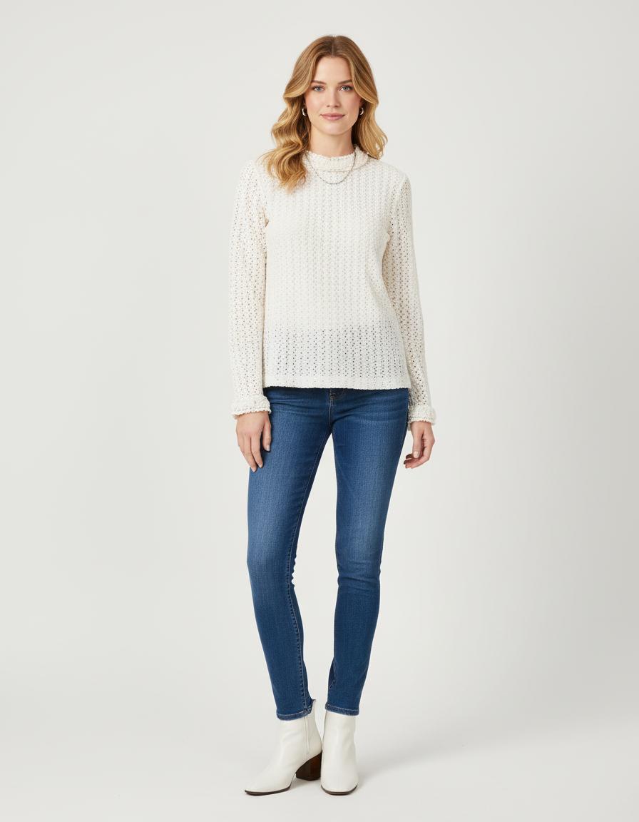 Top En Mix De Broderie - Taille S/36